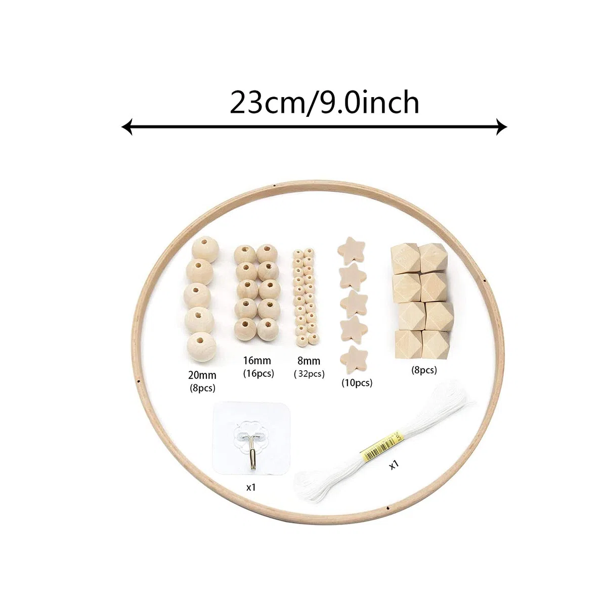 Kit telaio mobile in legno fai-da-te, Pendenti Perline da Giardino Fatti A Mano, Perline Legno Naturale, Campana Di Vento Bambini, Giocattoli Per Culla Neonati, Culla Musicale