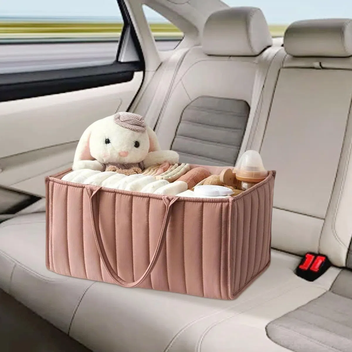 Organizer Fasciatoio per Neonati, Organizzatore Portatile per Pannolini Cesto di Stoccaggio, con Scomparti Rimovibili, Cestino Portaoggetti per Neonati, Pieghevole Nursery Storage Borsa Basket