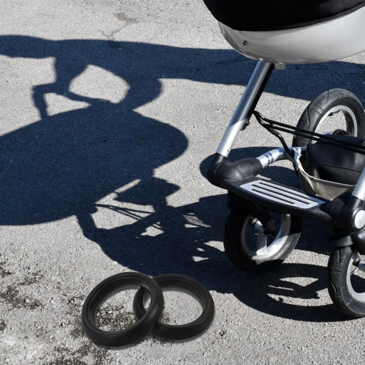 2 Pneumatici Esterni per Passeggino in Gomma Nera da 5 Pollici Assorbimento degli Urti e Aderenza, Sostituzione Facile per Ruote Anteriori e Posteriori