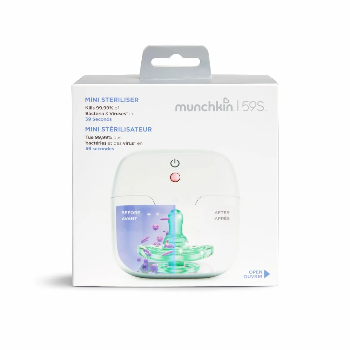 Munchkin Portable Soother & Dummy UV Steriliser | Kills 99% of Germs in 59 seconds | Baby Essentials | White