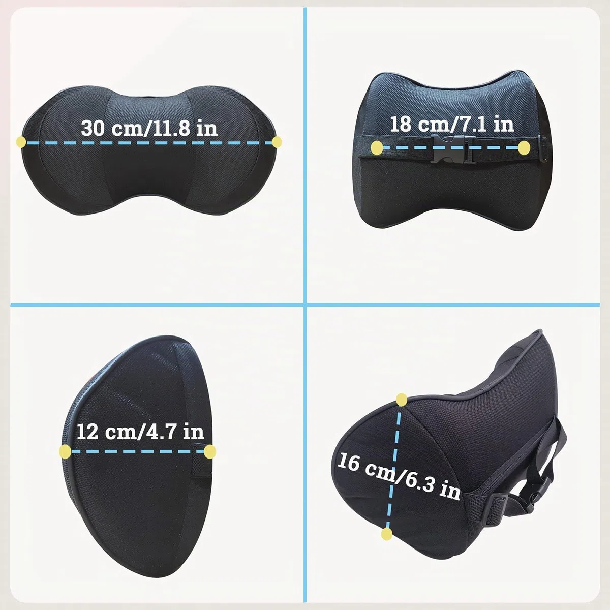 ZATOOTO Cuscino Auto Collo Pillow Memory Foam Supporto Testa Seggiolino Auto Per la Guida, Confortevole Traspirante, Nero