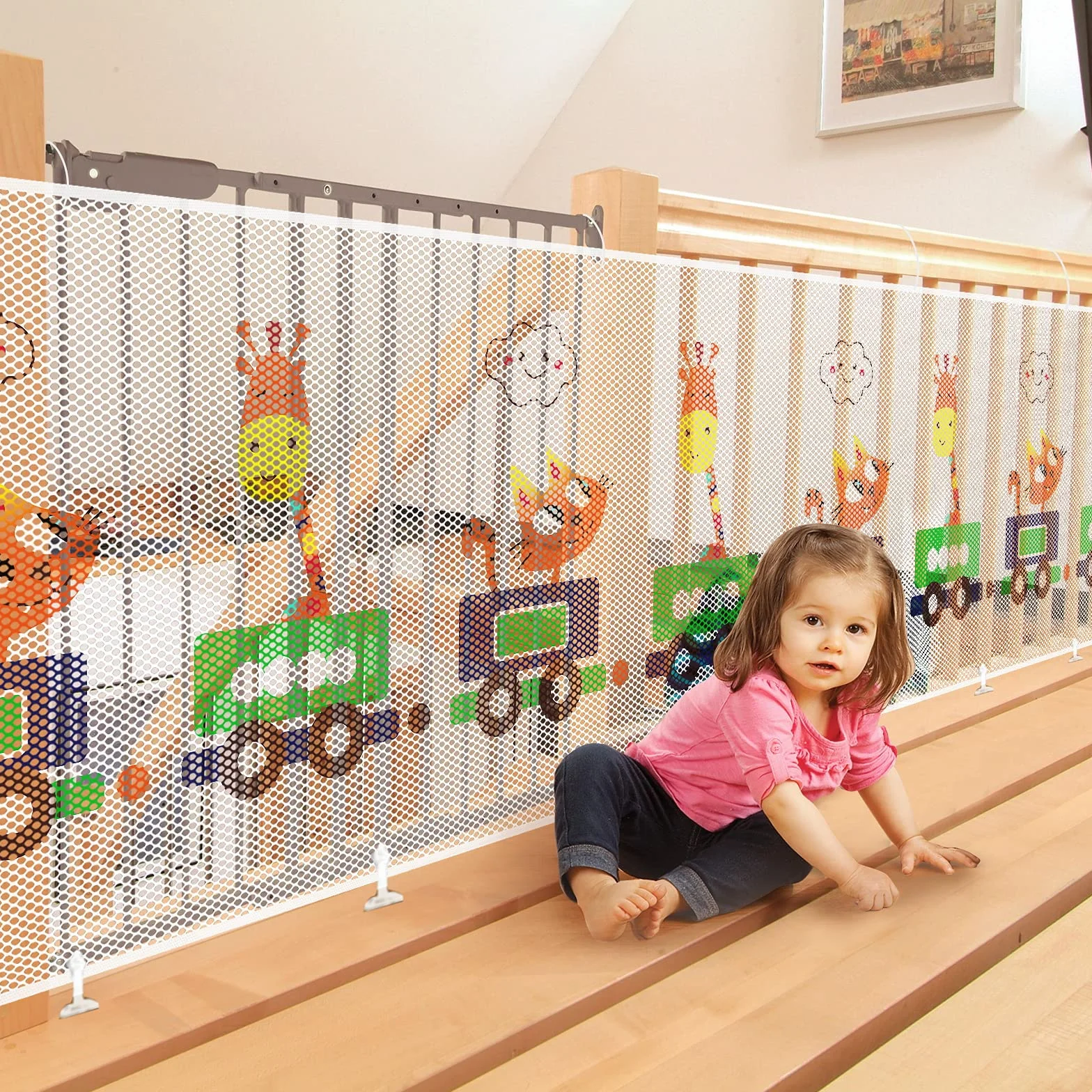 Rete di Sicurezza per Bambini, Rete di Protezione per Scale e Balconi, Robusto Recinzione Protettiva per Ringhiere per Animali Domestici e Giocattoli (300Lx74H CM)