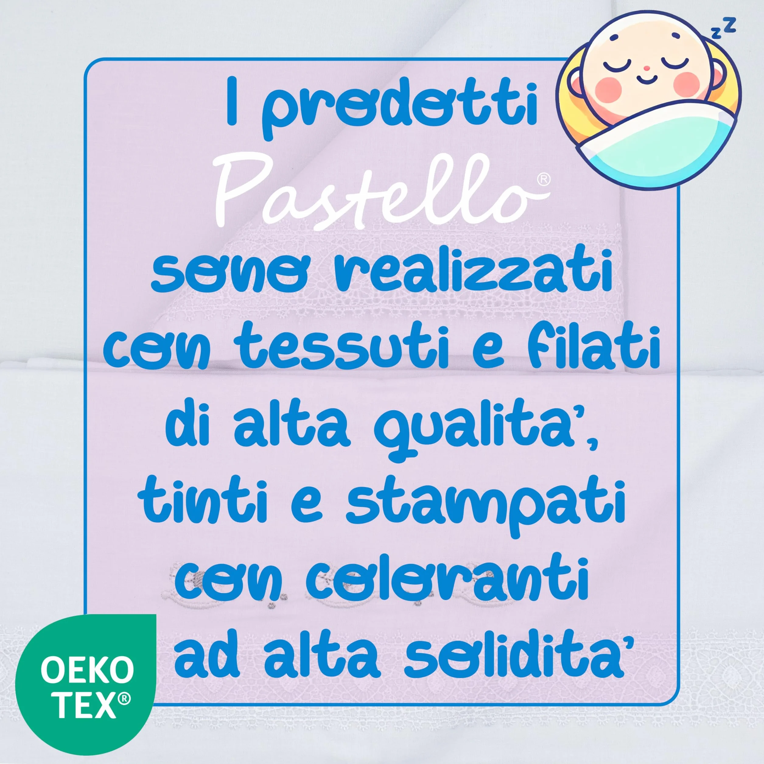 PASTELLO - Coordinato Lettino 3 Pezzi, 100% Cotone per Neonati, Completo Lenzuola con Ricamo (Art. LL31E, PERLA)