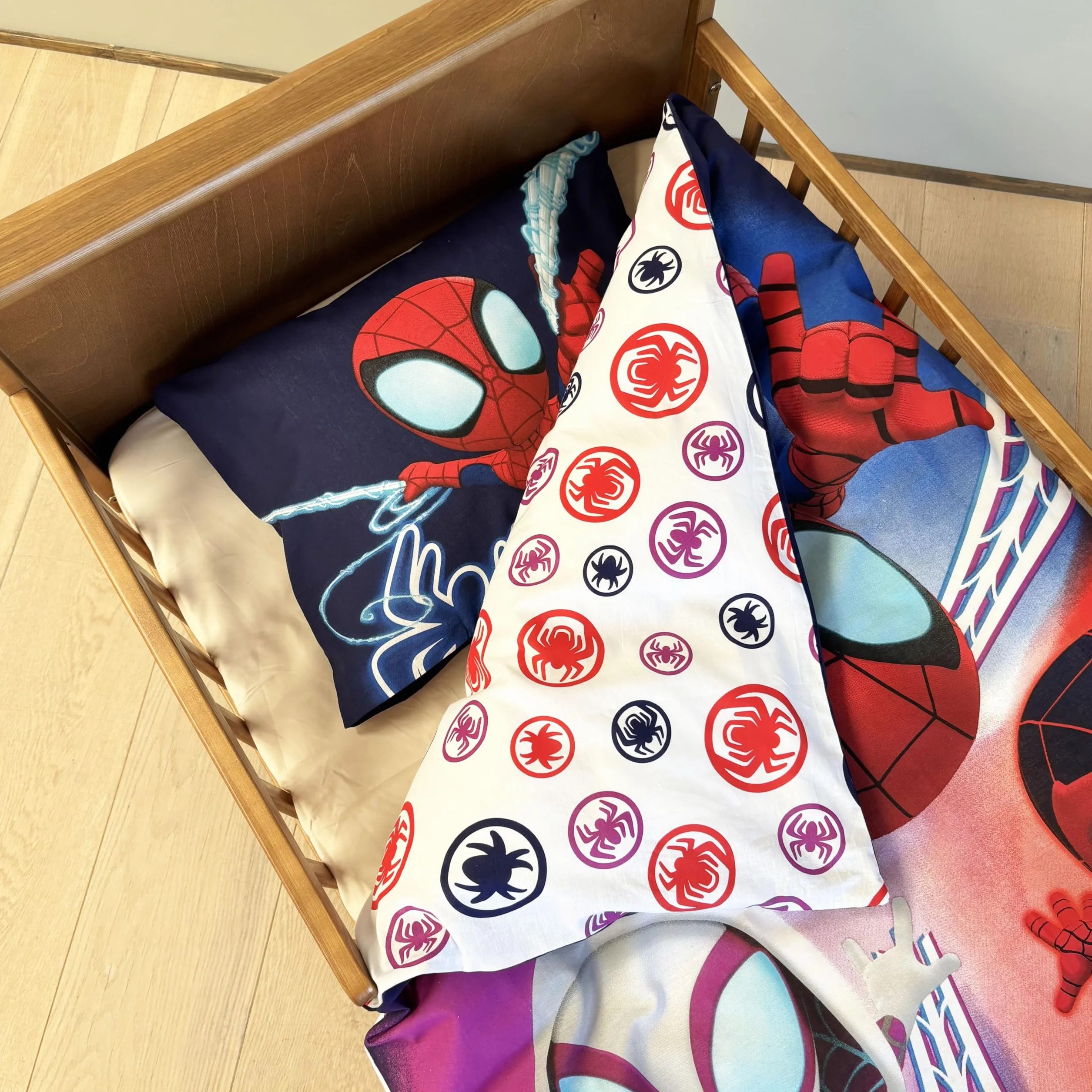 BrandMac Spidey - Set di biancheria da letto per bambini, 100 x 135 cm, 40 x 60 cm