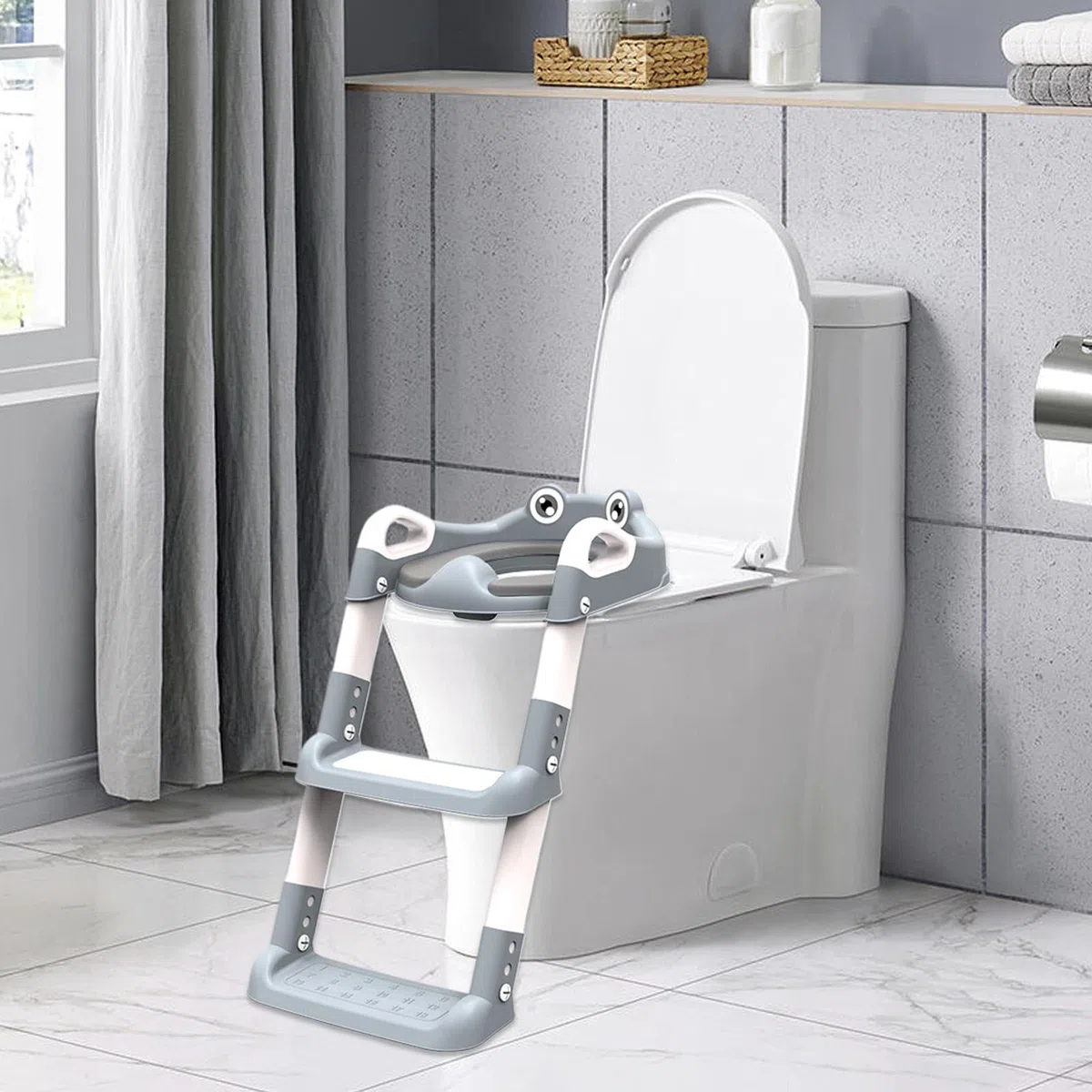 Sedile pieghevole per addestramento WC, sedile a scaletta per bambini, 50 x 32 x 30 cm, regolabile, sedia per bambini, facile da usare a casa