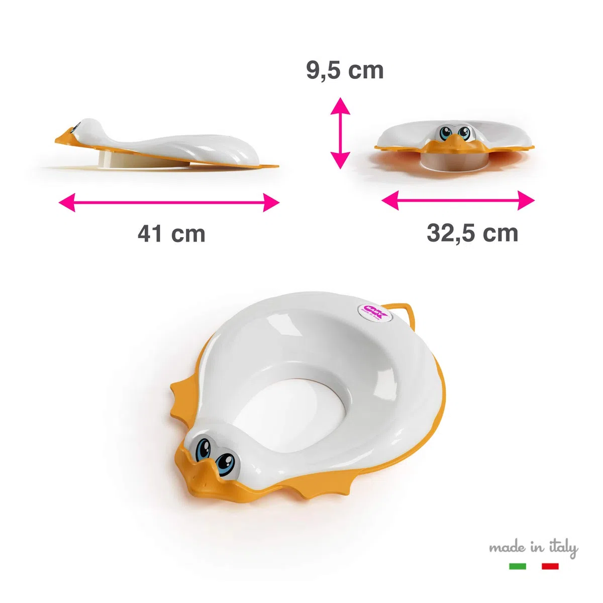 OKBABY Ducka - Riduttore per WC con Bordo Antiscivolo - Bianco, 0.36 kilograms, 1 unità, 1