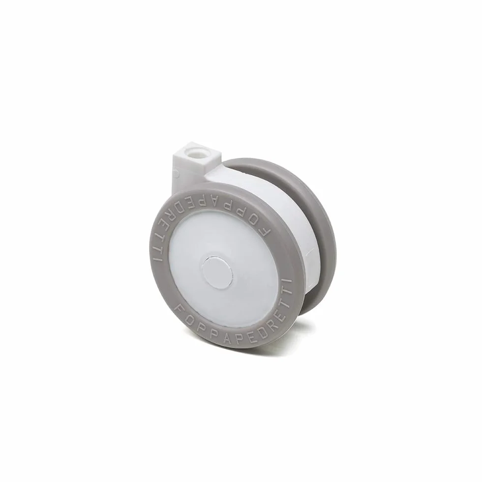 Foppapedretti 4 Ruote Nylon Gommate, Ricambio per Lettini e Bagnetti, Piroettanti e Antigraffio, 2 Ruote con Freno, Sostituzione Semplice, Rendono Agevolo lo Spostamento, Bianco
