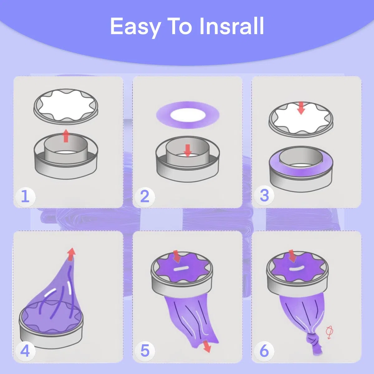 18 Pezzi Ricarica Mangiapannolini, Ricariche Mangiapannolini Antiodore Inodore Addensata, Sacchetti Mangiapannolini Compatibile con Tommee Tippee Twist & Click Simplee Tec Litter Locker(Viola)