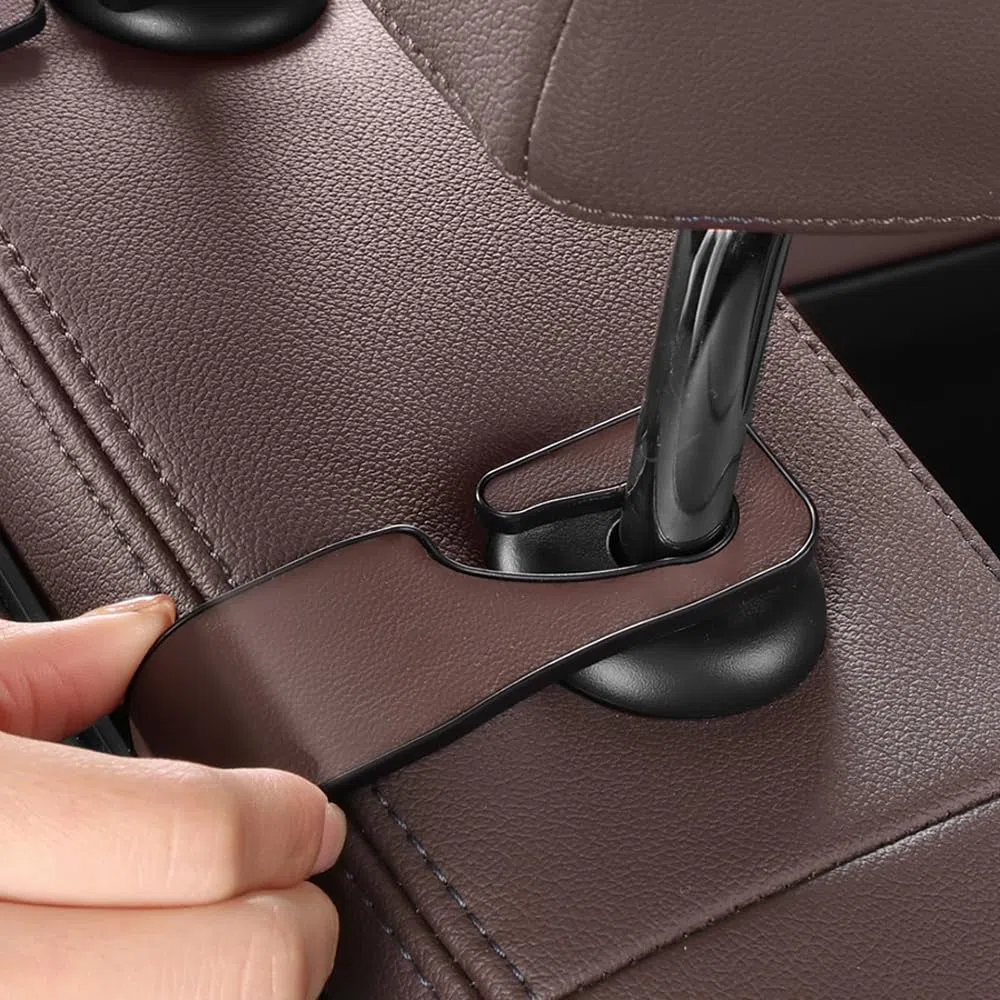 Carodi New Car Rear Seat Poggiatesta multifunzione con portabicchieri, scatola in tessuto, gancio per poggiatesta per bambini e adulti, accessori da viaggio auto (marrone)