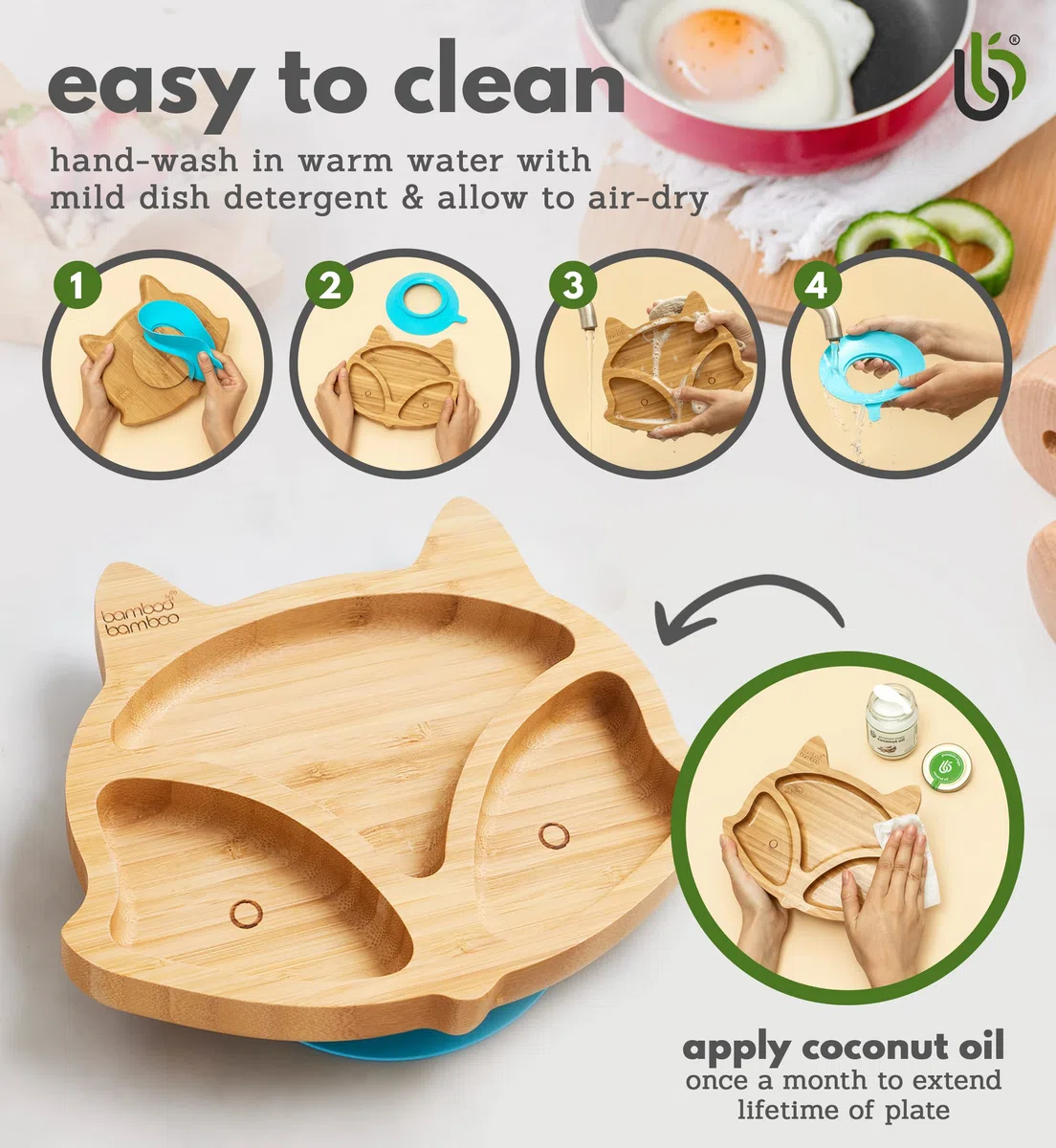 bamboo bamboo Piatto Baby E Bambini Piatto Bambù Volpe Con Suzione Sicura Per Pasti E Svezzamento Antiscivolo Per Neonati Da 6 Mesi (Volpe, Rosa)