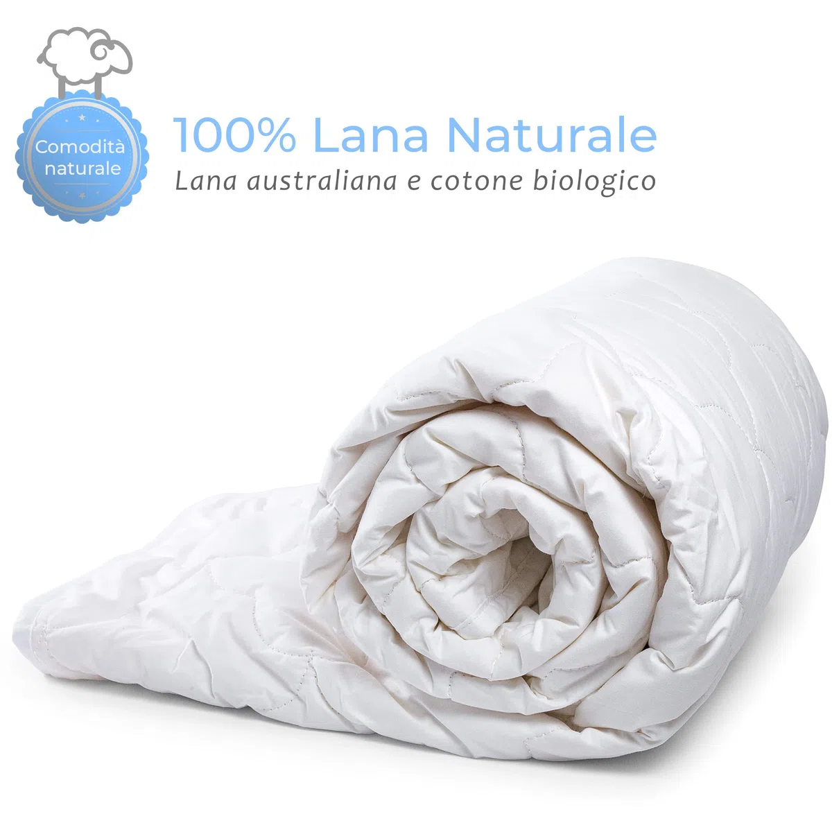 Piumone per Bambini 90 x 120 cm in Lana Naturale 100% 4 TOG Anallergico per Lettino e Trapunta per Bambini traspirante Completamente anallergica Piumino Lettino Neonato