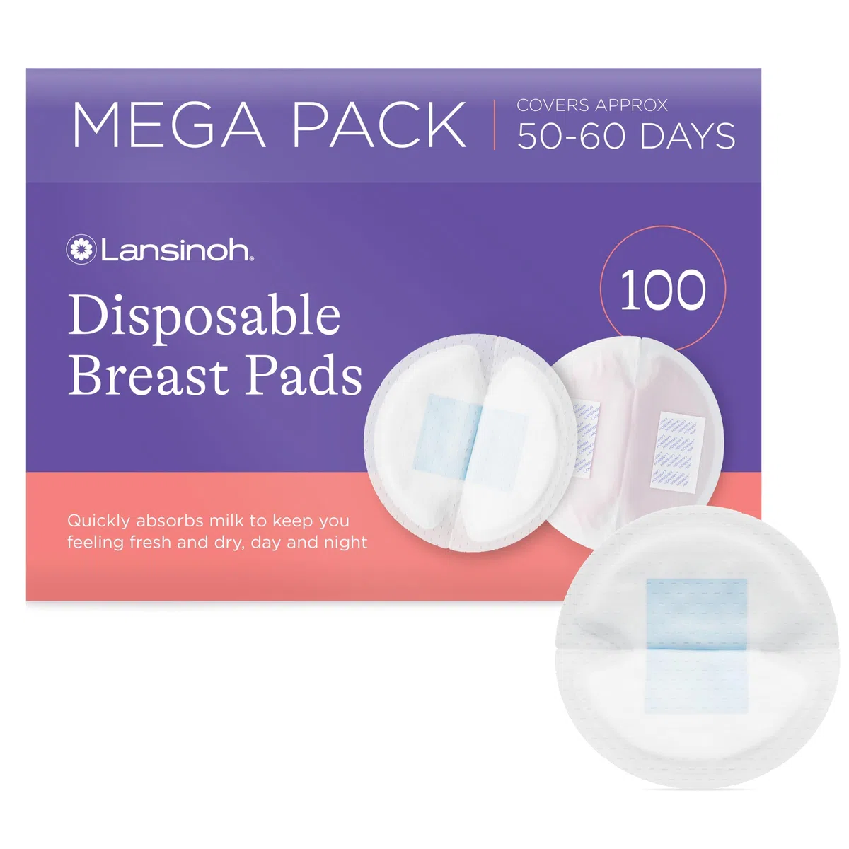 Lansinoh Coppette assorbilatte usa e getta, a prova di perdite, ultra sottili, assorbenti per maternità, vestibilità discreta, essenziali per l'allattamento, confezione da 100