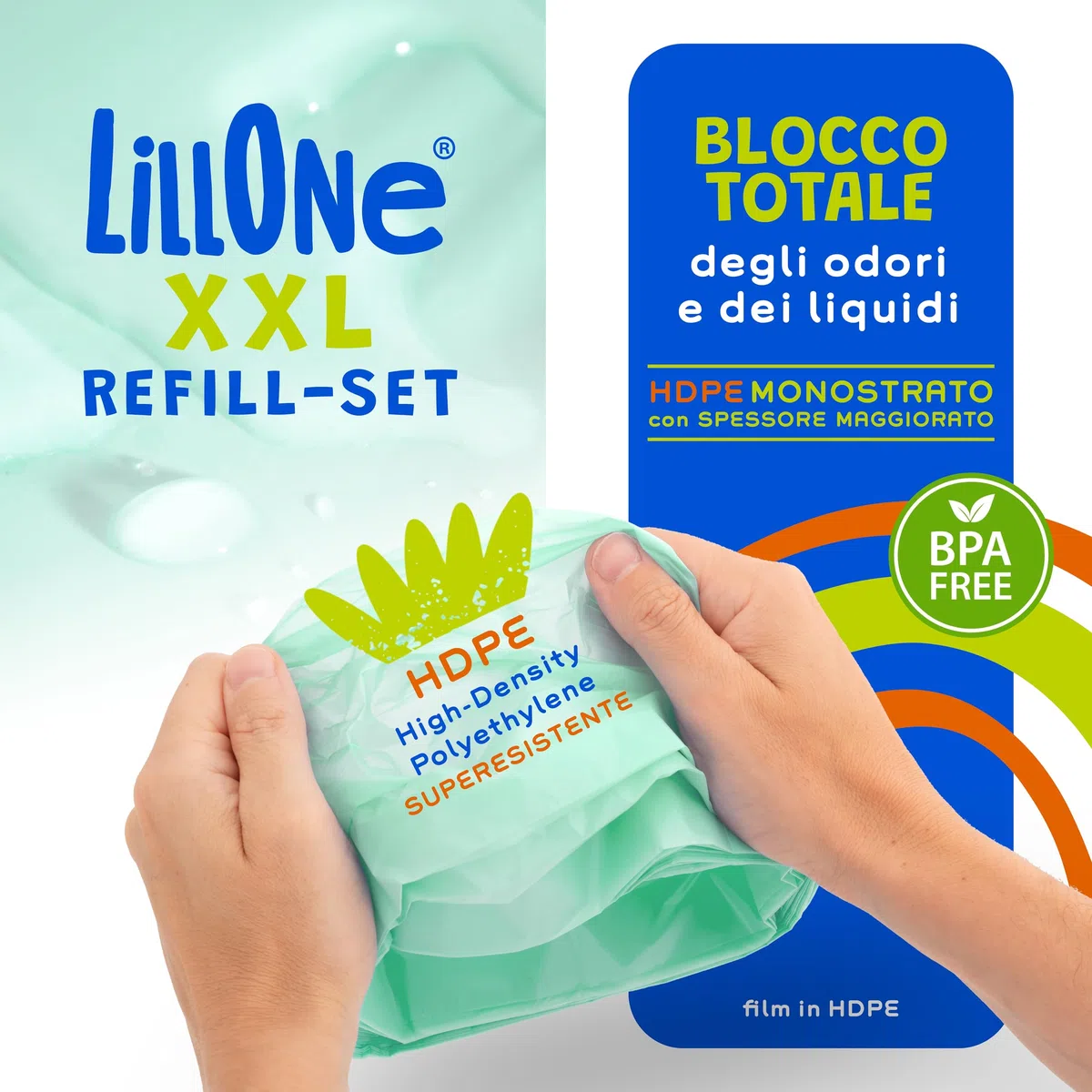 LillOne XXL-SET 10 Ricariche da Oltre 10 Metri + 1 Cassetta Riutilizzabile - Compatibili con Mangiapannolini Maialino Foppapedretti, Angelcare, Munchkin - Extra Lunghe Alta Densità