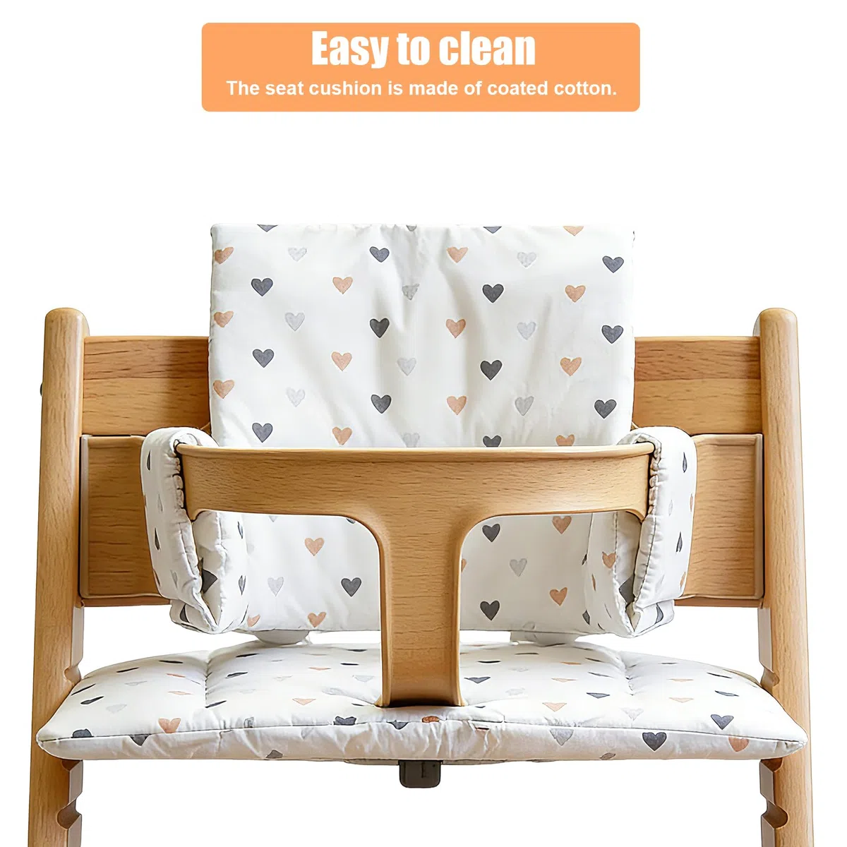 Set di cuscini per seggiolone, adatto per Stokke Tripp Trapp, 2 pezzi, 100% cotone biologico, morbido cuscino per seggiolone con chiusura in