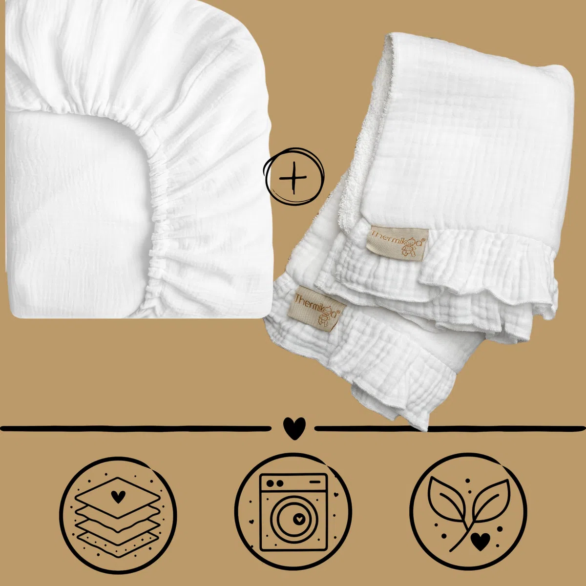 Thermikoa Kit di lenzuola con angoli in mussola e confezione da 2 salvavita per navicella, minicella o mosè - 100% cotone bavula morbido e traspirante - Coprimaterasso regolabile e lavabile per
