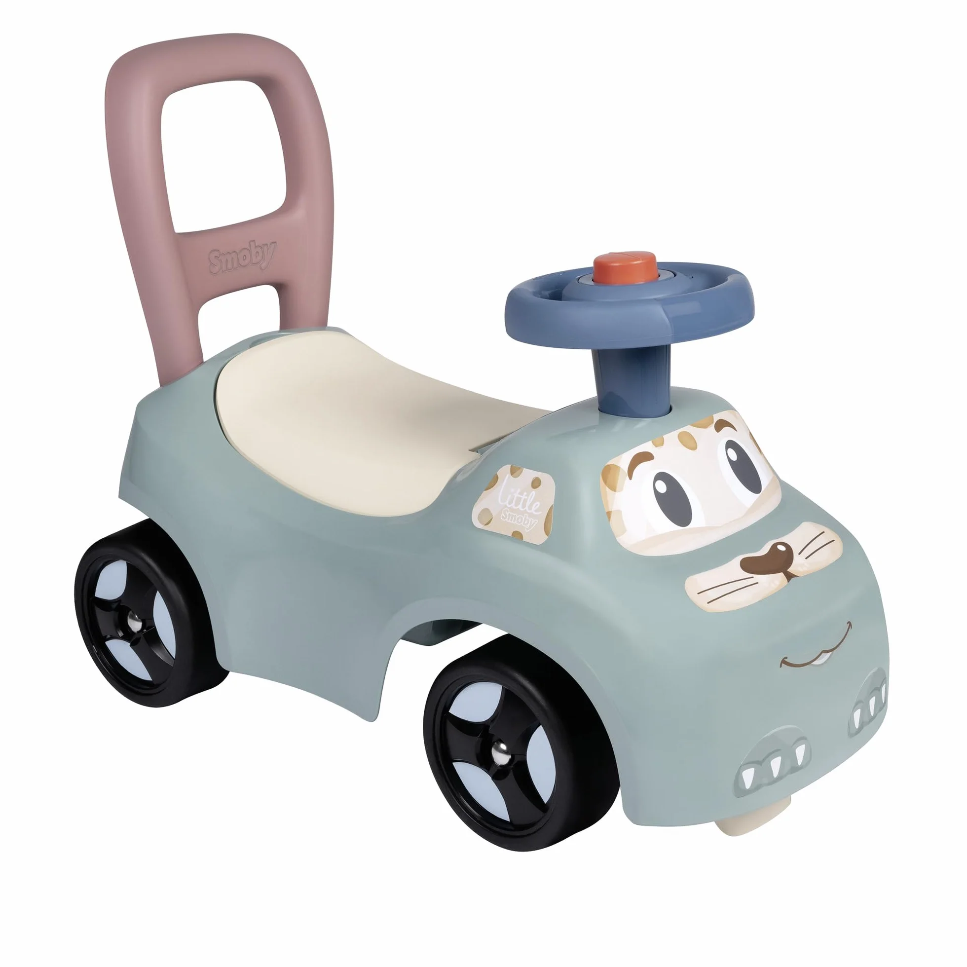 Little Smoby - Auto cavalcabile - Funzione girello - Volante - Contenitore per giocattoli - Dai 10 mesi - Prodotto in Francia