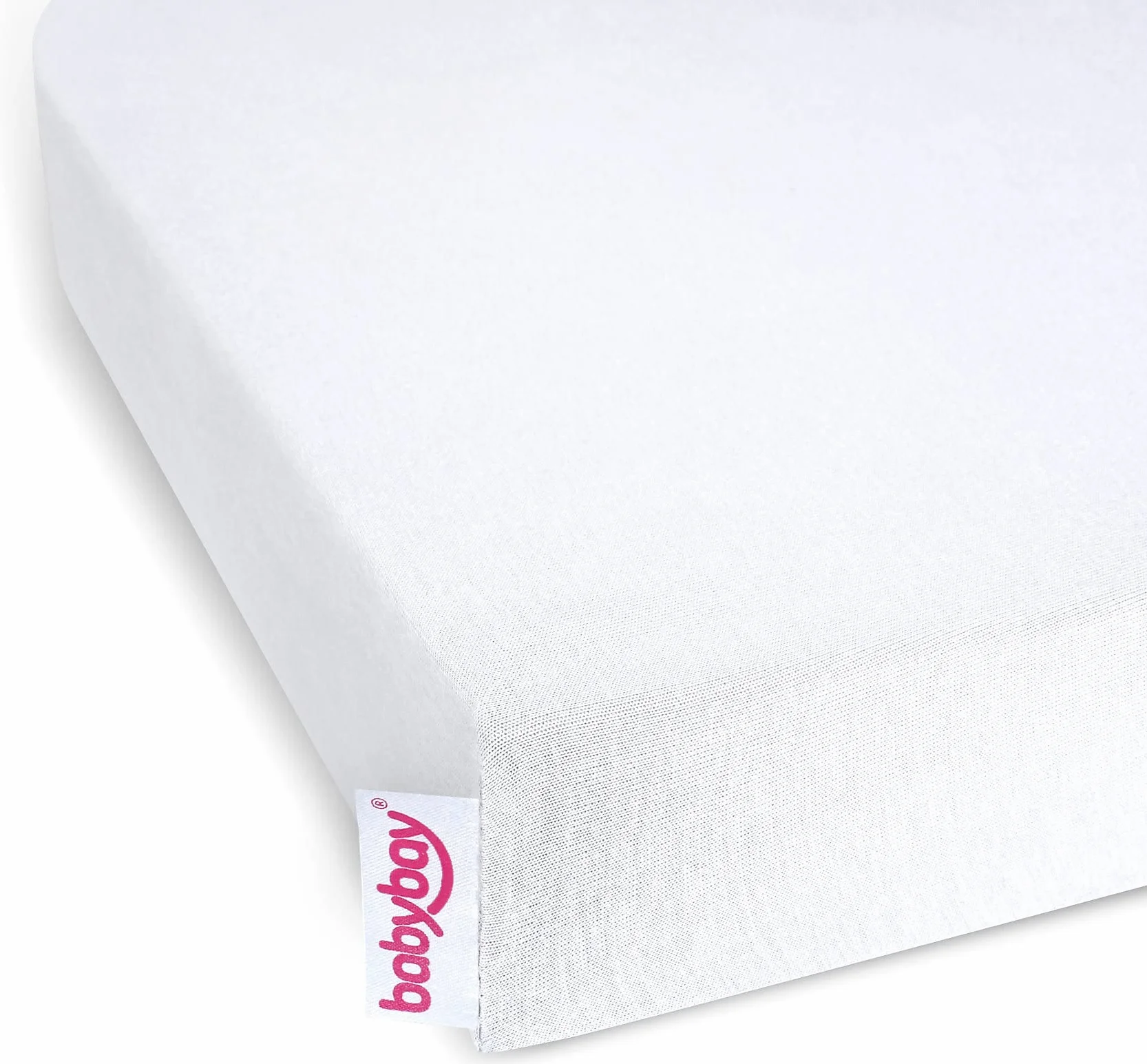 babybay 160580 lenzuolo con angoli jersey deluxe confezione doppia adatta ai modelli Maxi, Midi, Boxspring, Comfort e Comfort Plus, bianco, 89 x 50 cm (2 confezione)