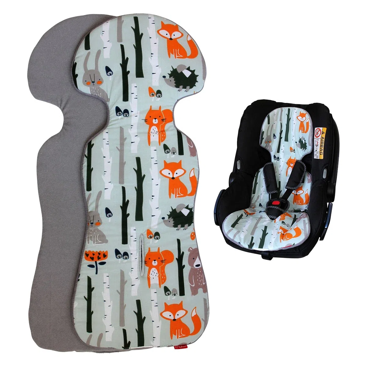 ByBoom Basics imbottitura per il seggiolino del bebè, 77x32 cm, per ovetto, passeggino, buggy, p.es. per Maxi-Cosi, Inglesina, Chicco, Peg Perego, con lato in 100% cotone e lato in spugna, Made in EU