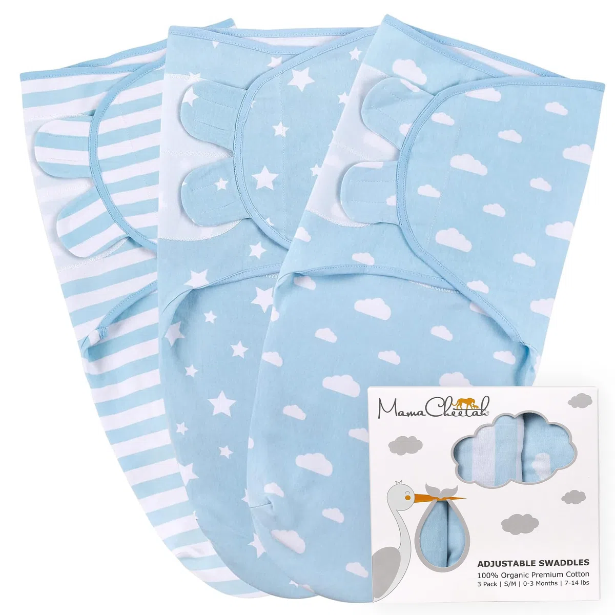 Coperta di scagliotaggio per neonati, facile da fasciare, per neonato, in cotone biologico, set di fasciatura per neonati e bambine, piccolo (0-3 mesi)