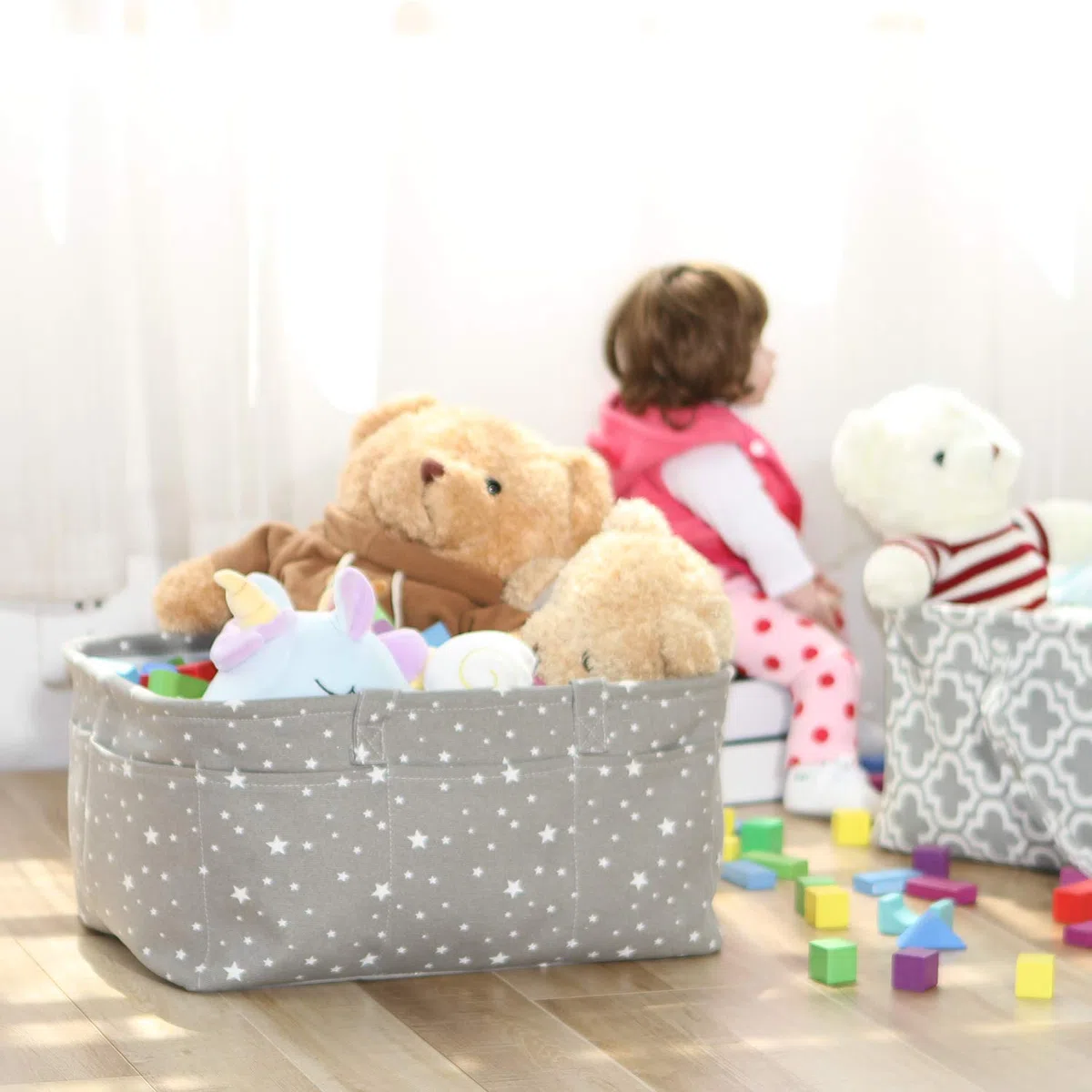 Hinwo - Cestino per pannolini, 3 scomparti, organizer portatile per bambini, organizer da auto, con divisorio staccabile e 10 tasche invisibili per pannolini e salviette