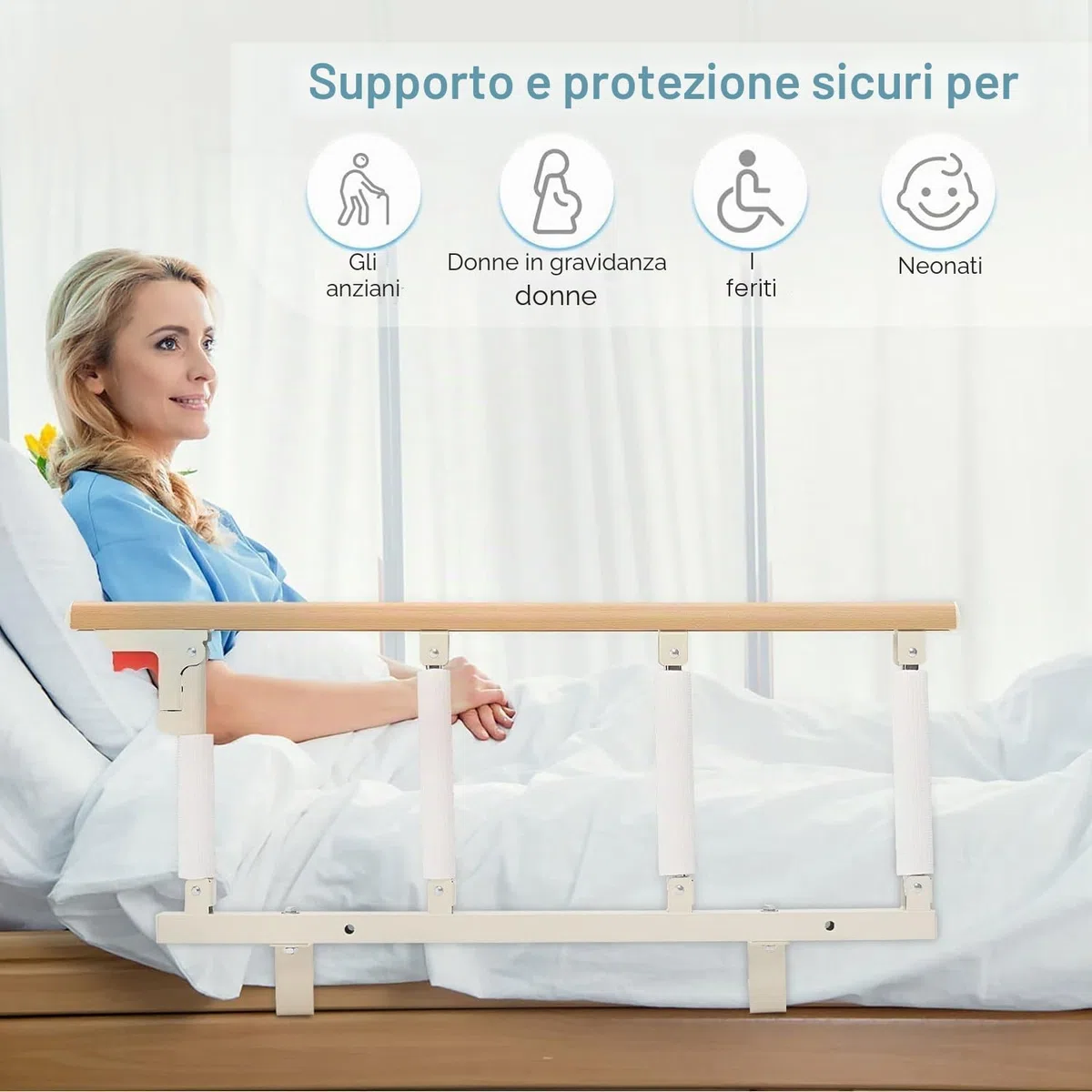 Sponda Letto Anziani, Sunowl Sponde Letto Anziani Anticaduta, Sbarra Letto per Anziani Disabili Gravidanza, Barriere per Letto Ribaltabile Portatile per Anziani Bambini, 93 x 36 CM