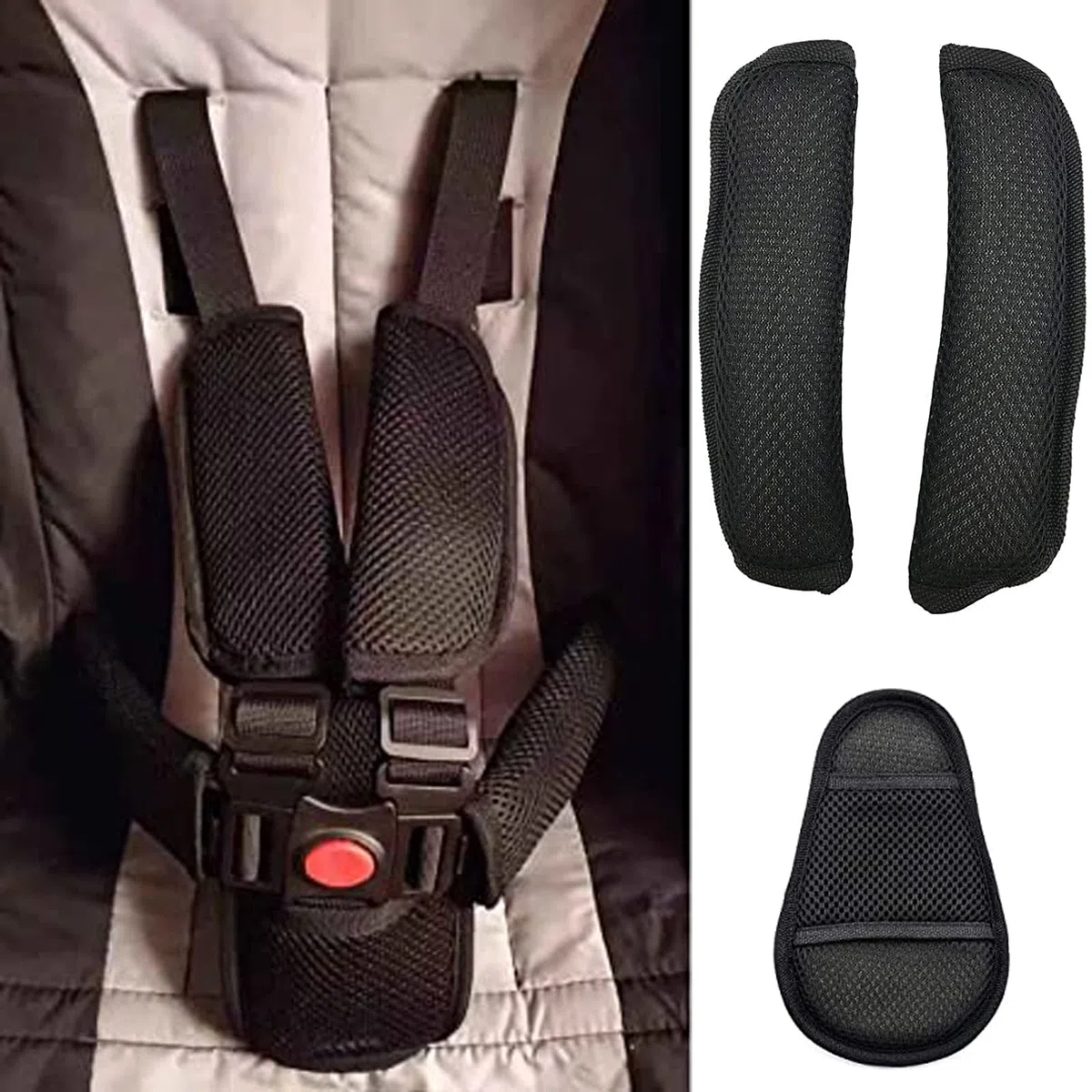 dcas Cinghia Di Sicurezza Regolabile Universale, Regolabile Cintura Di Sicurezza Per Bambini, Cinture Passeggino, Cintura Di Sicurezza Per Bambini a 5 Punti, Punti Bambini Imbracatura (Nero)