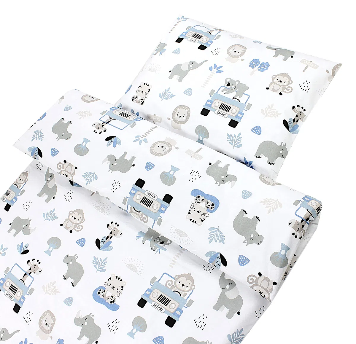 TupTam Biancheria da letto per bambini Ragazzi Ragazze Set 2 pezzi 100 x 135 cm + 40 x 60 cm, Zoo Blu, 120x90 cm