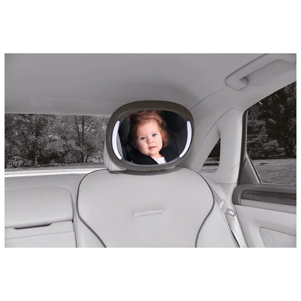 Interbaby Specchio auto per seggiolino posteriore con luci Led e telecomando, Nero