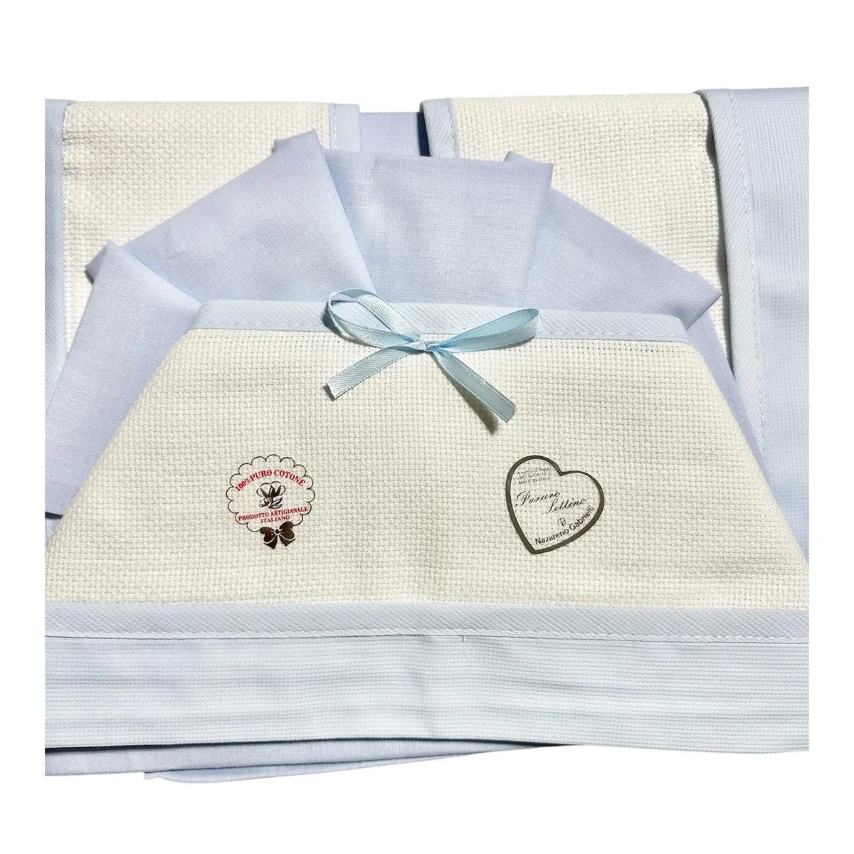 ADF Lenzuolino lettino neonato con tela aida,ottimo per idea regalo.Set composto da 3 pz,lenzuolo sopra+lenzuolo sotto+federa.100% Cotone misura 120X180 Made in Italy