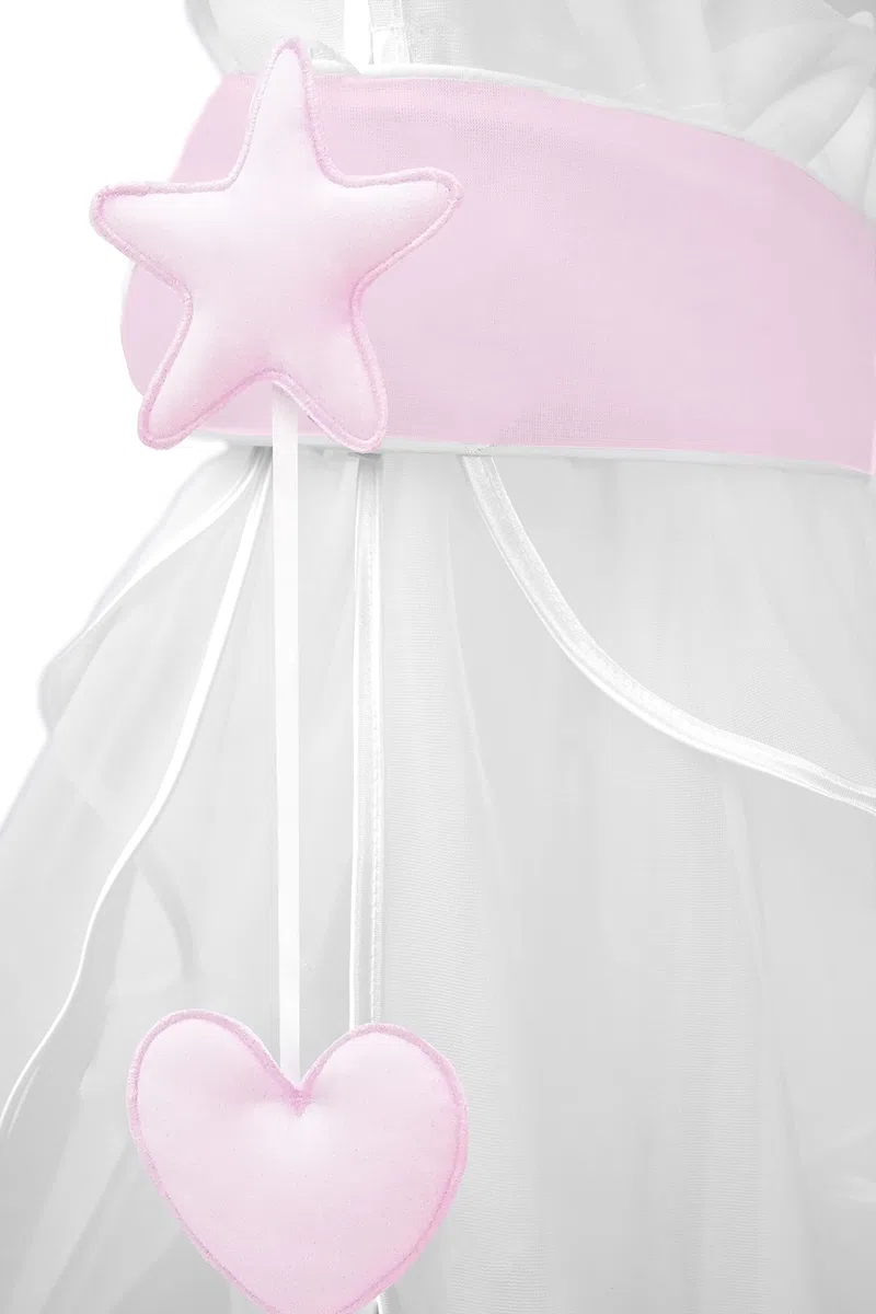Amilian, asta con baldacchino asta per baldacchino da letto; supporto per baldacchino con baldacchino per culla; culla; lettino; tenda da letto: baldacchino completo in tessuto o chiffon (Made in EU)