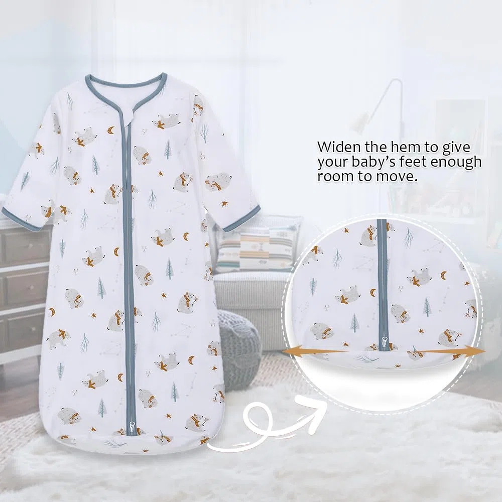 Miracle Baby 2 Pezzi Sacco nanna portatile in 100% cotone, a maniche lunghe,ceniera, per bambini da 0 a 18 mesi