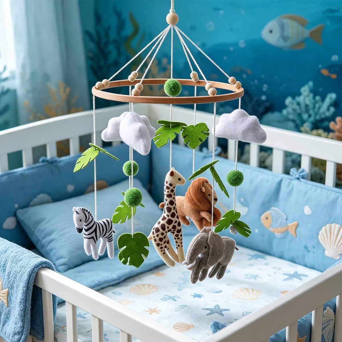Mobile rilassante per bambini, a tema animali, decorazione per la cameretta dei bambini, per culla, lettino, camera da , giochi per bambini, ragazze e