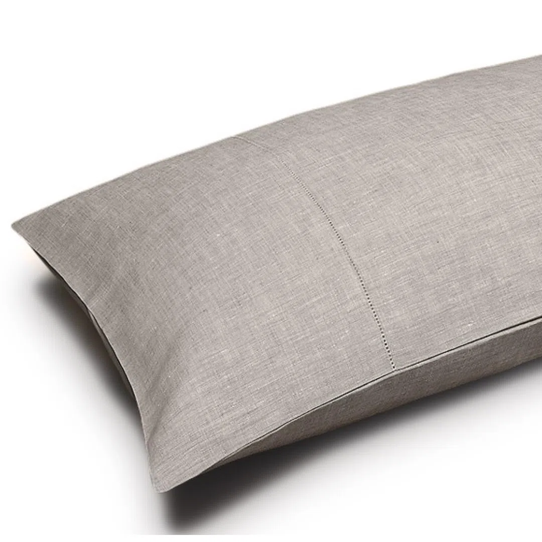 Cuore di lino - Federa letto in puro lino 100% Made in Italy Ajour naturale 50x80cm