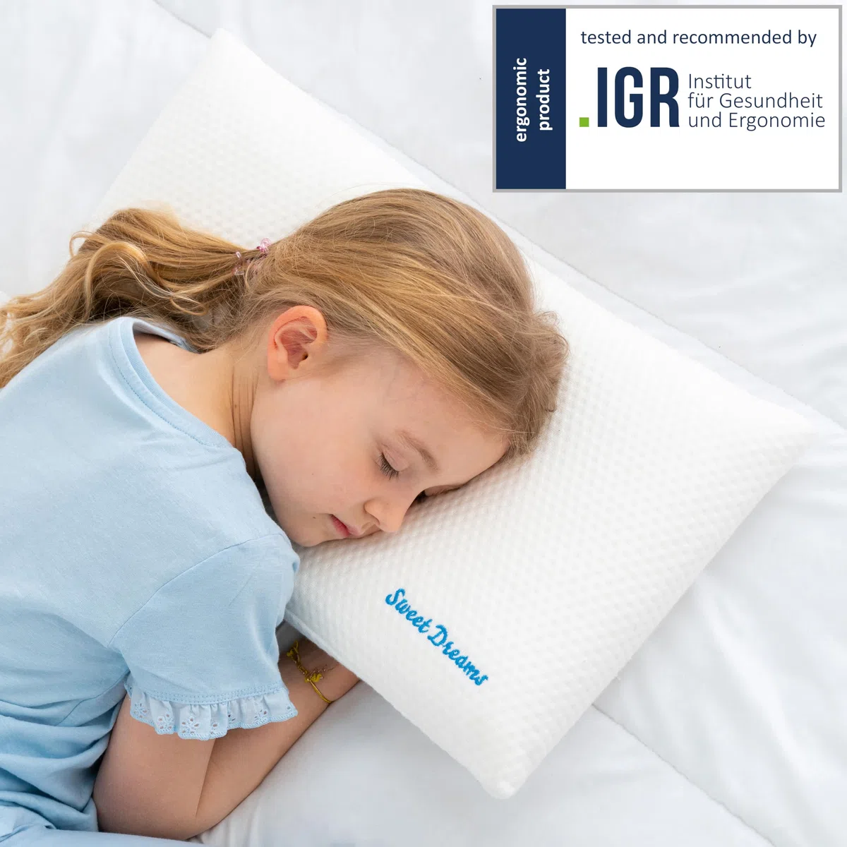 Cuscino per Bambini in Memory Foam per Letto e Culla con Doppia Federa Ergonomica Traspirante e Ipoallergenica per Neonati e Bambini da 2 a 8 anni con Fodera Stretch e Borsa da Viaggio