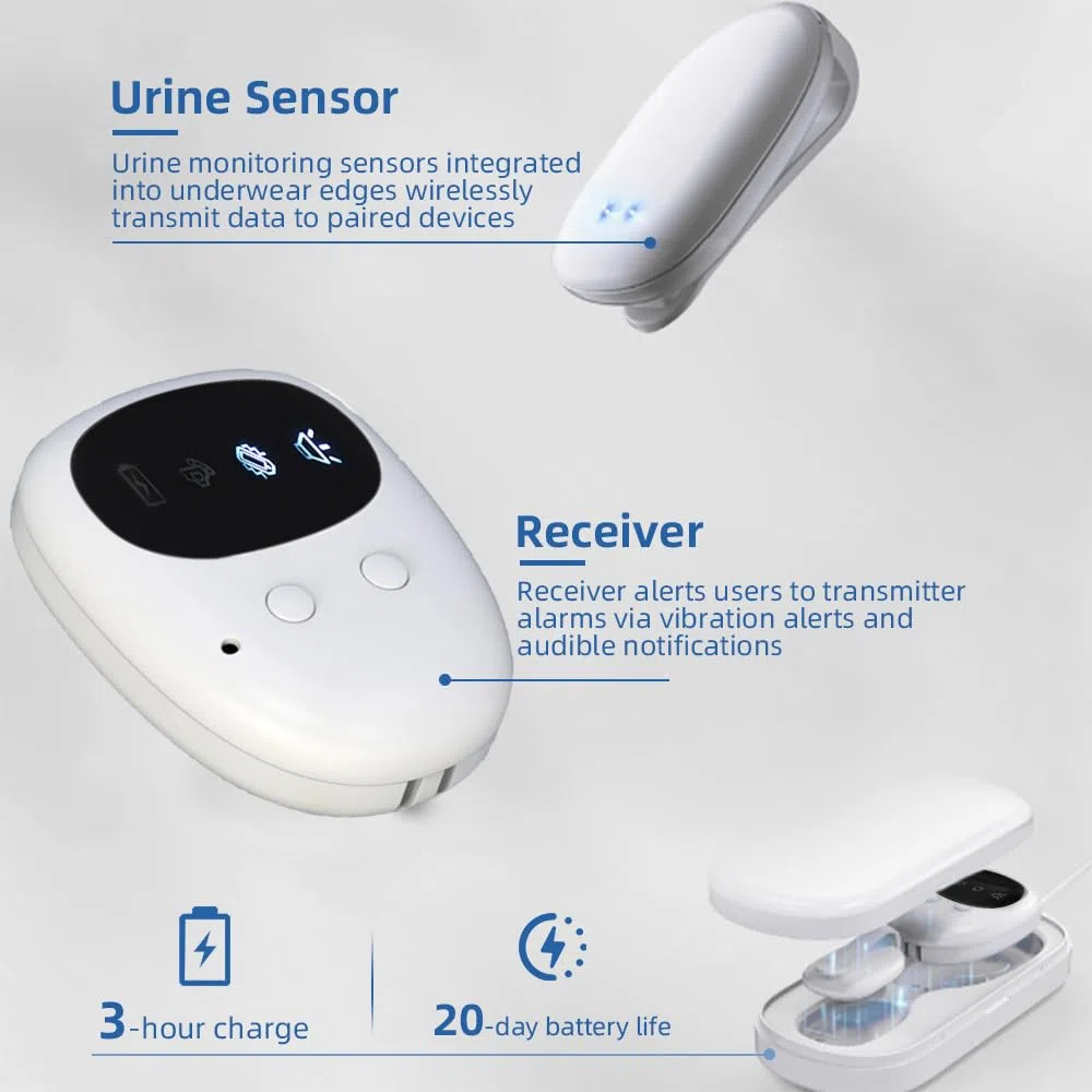 Wireless Allarme Enuresi Notturna, Allarme Pipì per Ragazzi Grils Vasino per Bambini Cura Degli Anziani Batteria Integrata con Suono 3 Modalità di Allarme