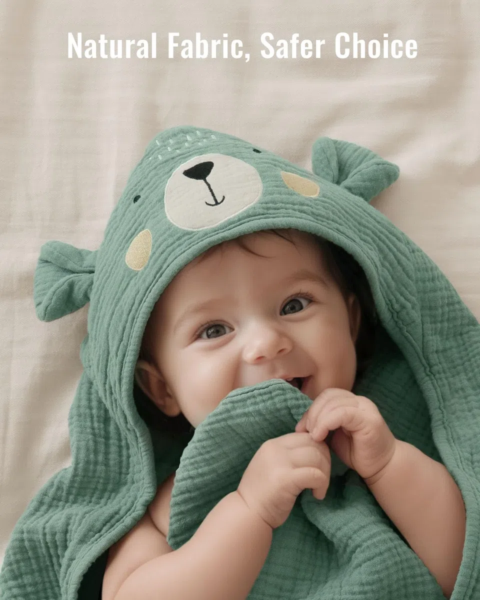 Blissful Diary Asciugamano da bagno in mussola con cappuccio per bambini, confezione da 2, morbido e assorbente, per neonati e bambini piccoli, unisex, regalo per neonati, elementi essenziali per