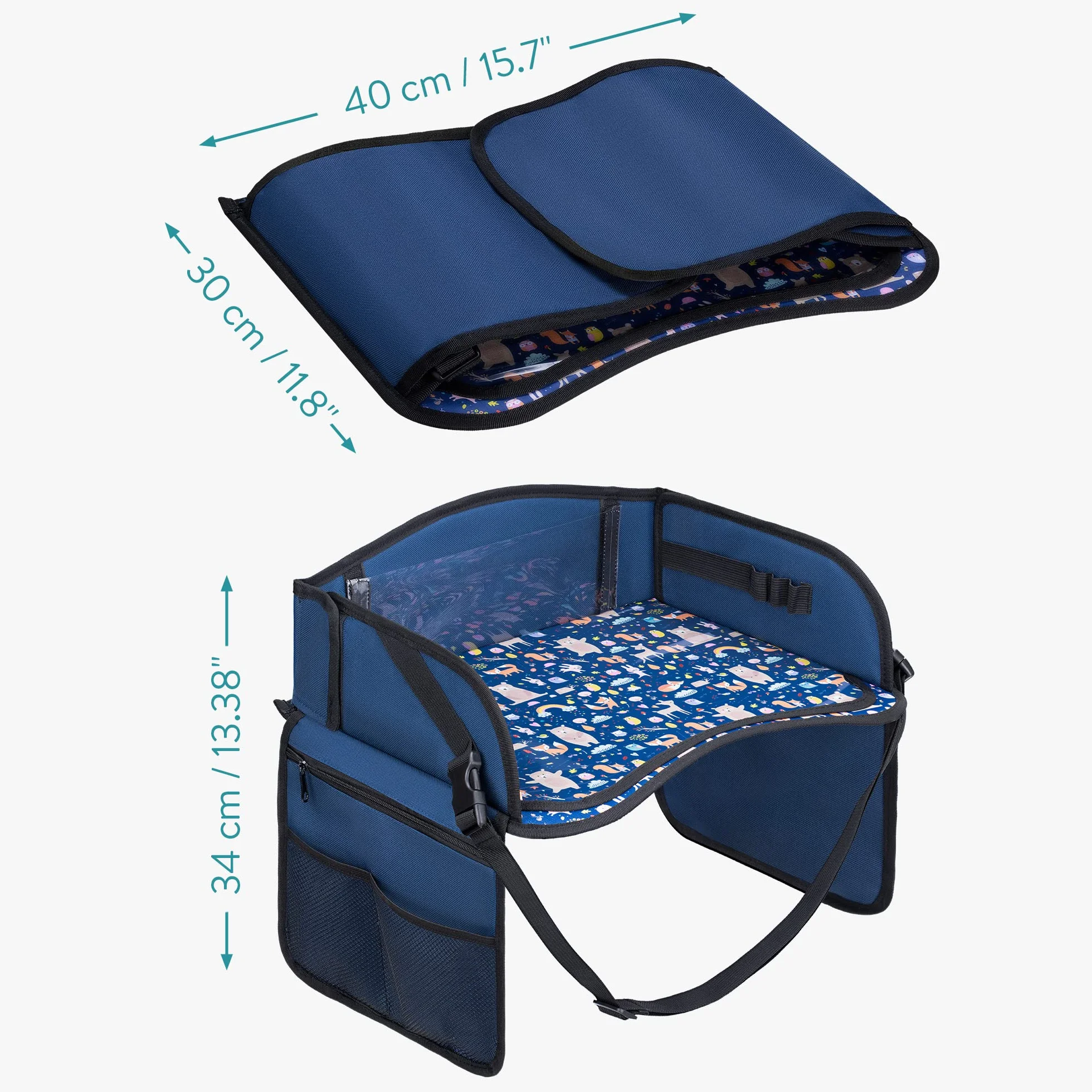 Navaris Tavolino Auto Bambini - Tavolo da Viaggio Pieghevole - Banco da Viaggio per Bimbi - Vassoio Portatablet per Studiare Disegnare in Macchina