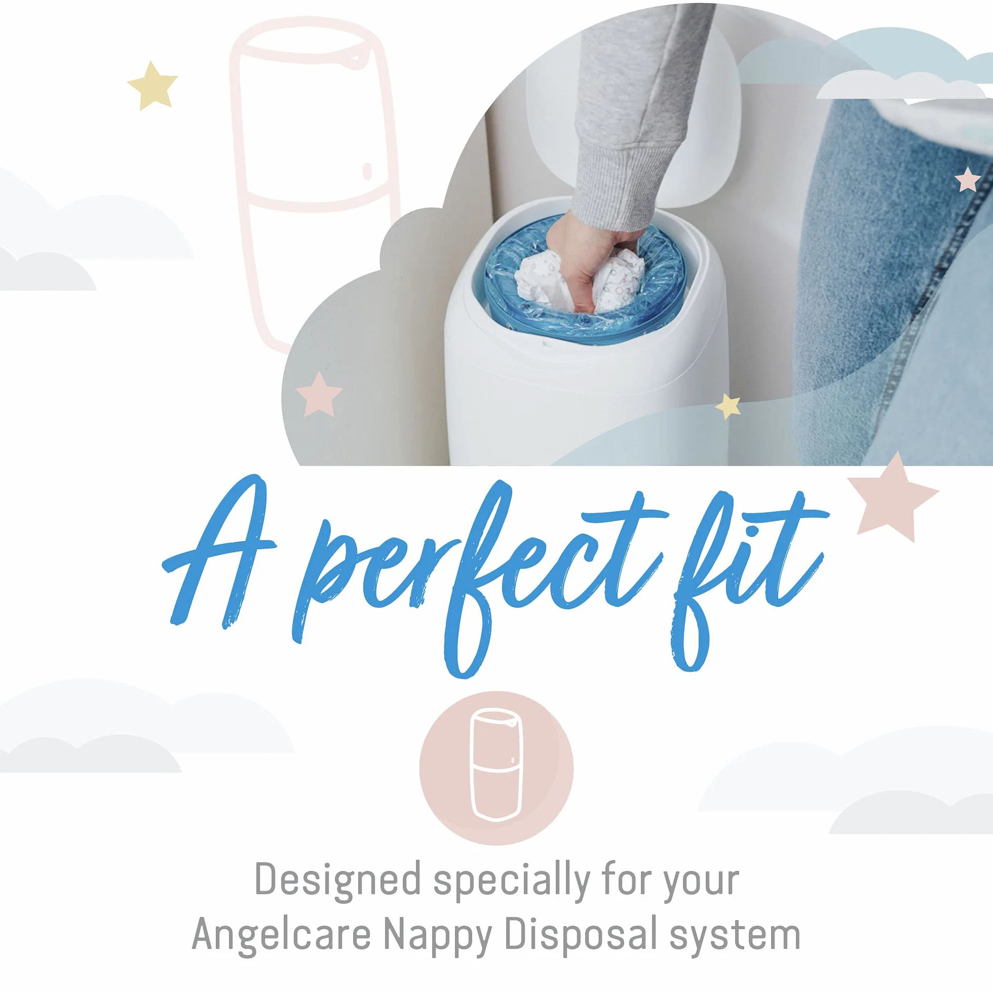 Angelcare - Confezione da 3 cassette di ricarica per pannolini