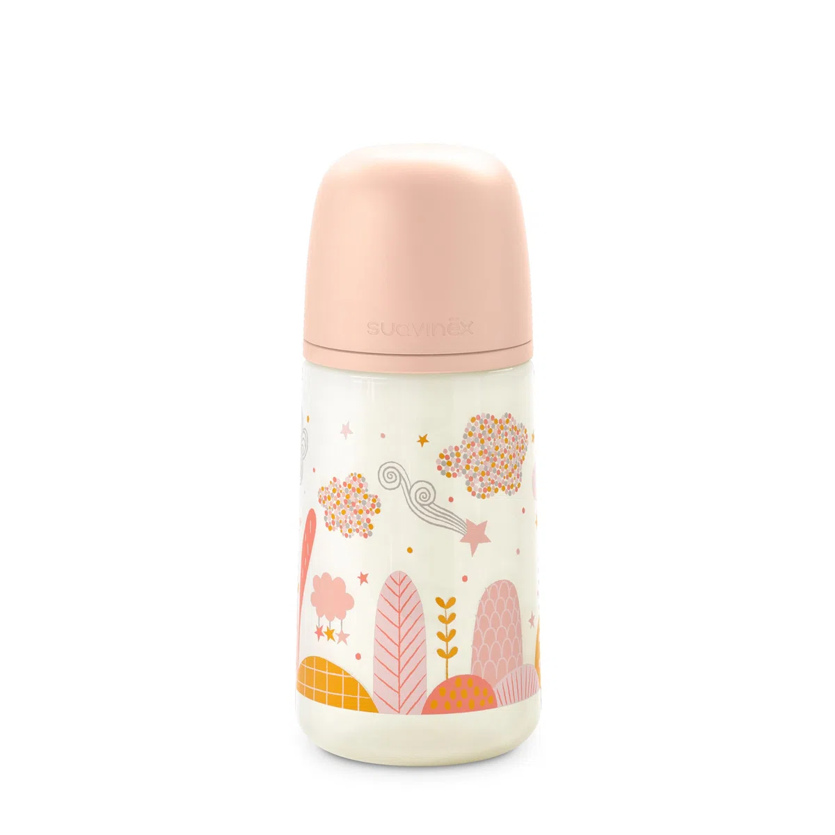 Suavinex Set Regalo Neonato, Regalo Bimbo con Biberon 270 ml Flusso Medio, M, Ciuccio 0/6 Mesi e Catenella Porta Ciuccio in Tessuto, per Bambini 0/6 Mesi, Tettarelle in Silicone Sx Pro, Dreams Rosa