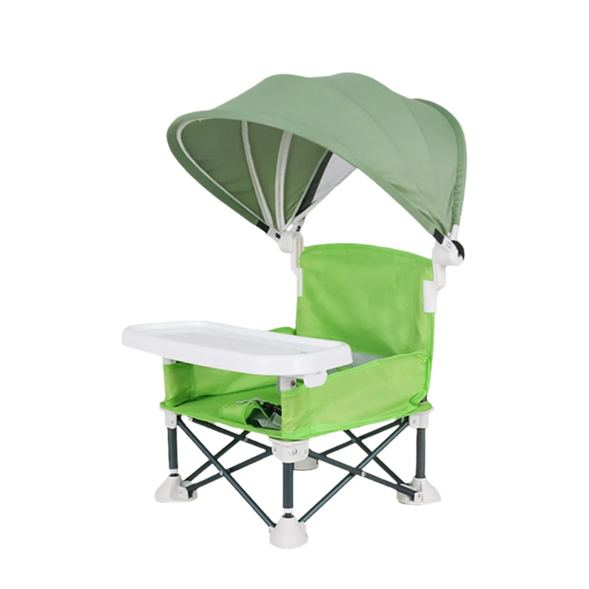 Seggiolino portatile per bambini, da viaggio, con vassoio per mangiare, pieghevole, con tettuccio parasole, per casa, viaggi, campeggio, picnic, prato, spiaggia