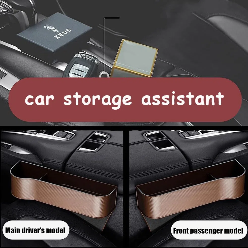 Vano Portaoggetti per Auto, 2 Pezzi Scatola Portaoggetti per Seggiolino Auto,Car Seat Gap Storage Organizer,Tasche a Fessura Della Fessura del Sedile,per lo Stoccaggio di Guida in Auto(Marrone)
