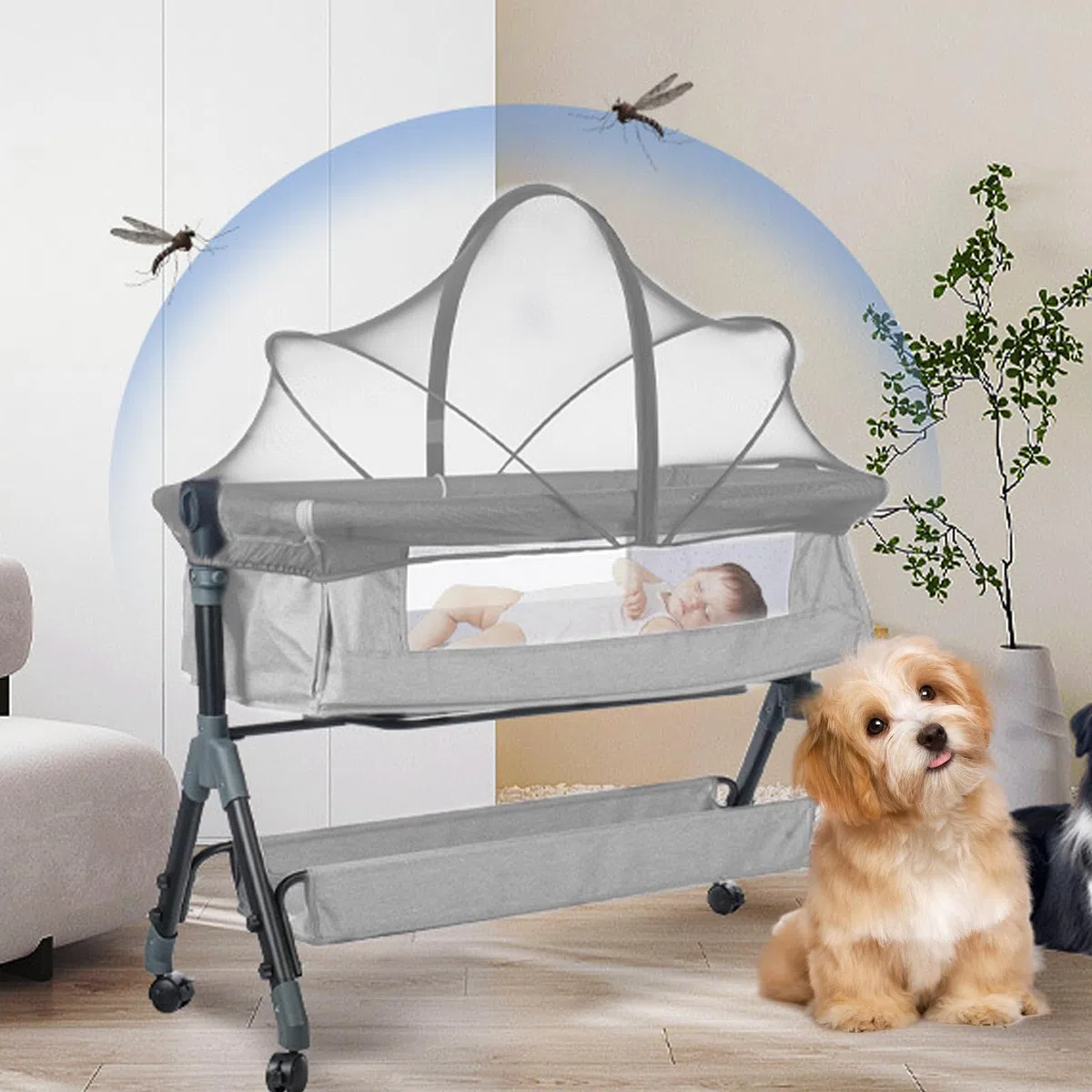 Zanzariera Passeggino Universale, Zanzariera Pieghevole per Bambini, Zanzariera per Culla, Zanzariere per Culla, Camera da Letto, Familiare, Viaggio All'aperto, 55cmx100cm
