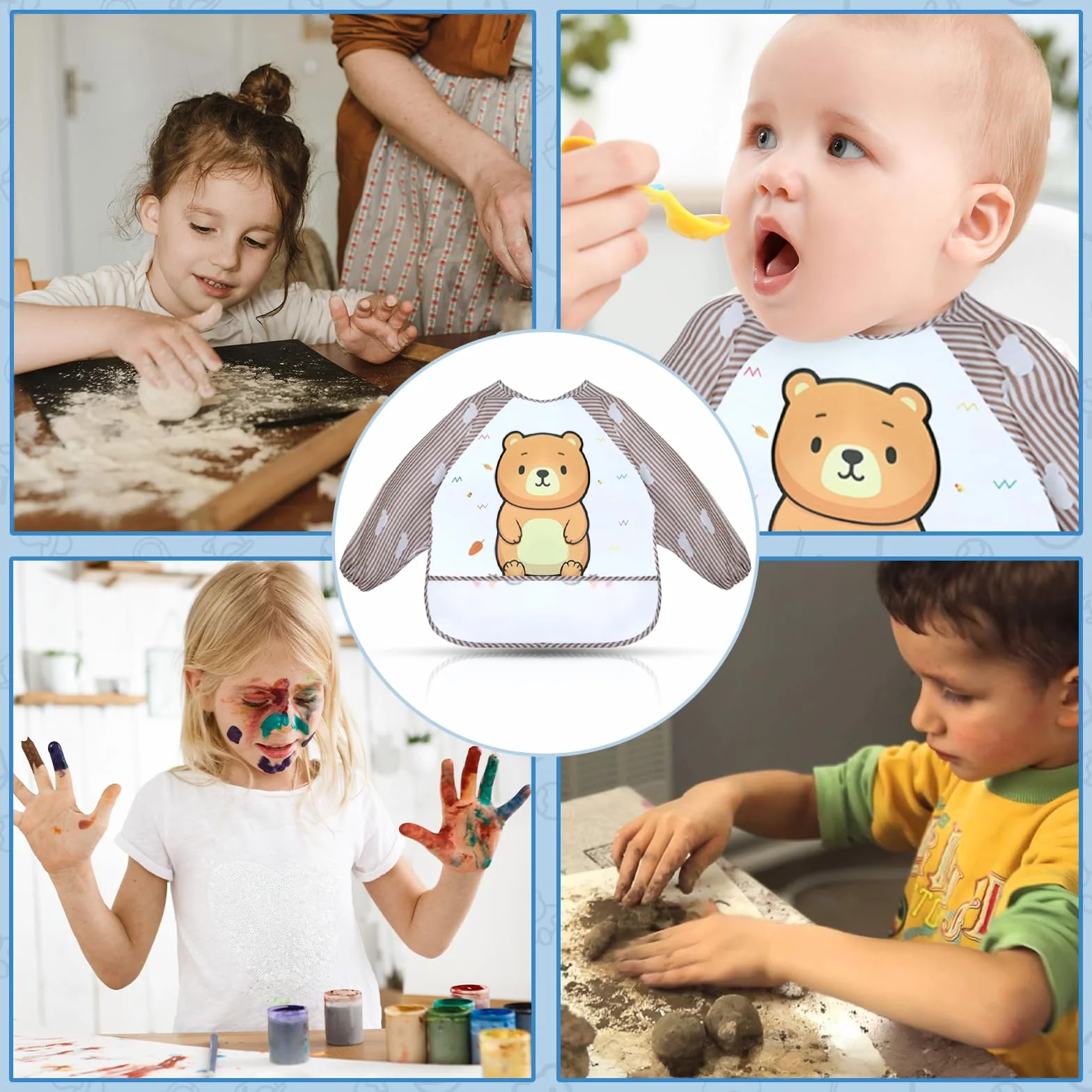 Set Pappa Svezzamento, 11 Pezzi Svezzamento Set Silicone Piatto per Bambini con Ventosa Ciotola Cucchiaio Tazza Bavaglino,Training Esercitarsi A Mangiare Da Soli, Set di Posate,Senza BPA(Blu)