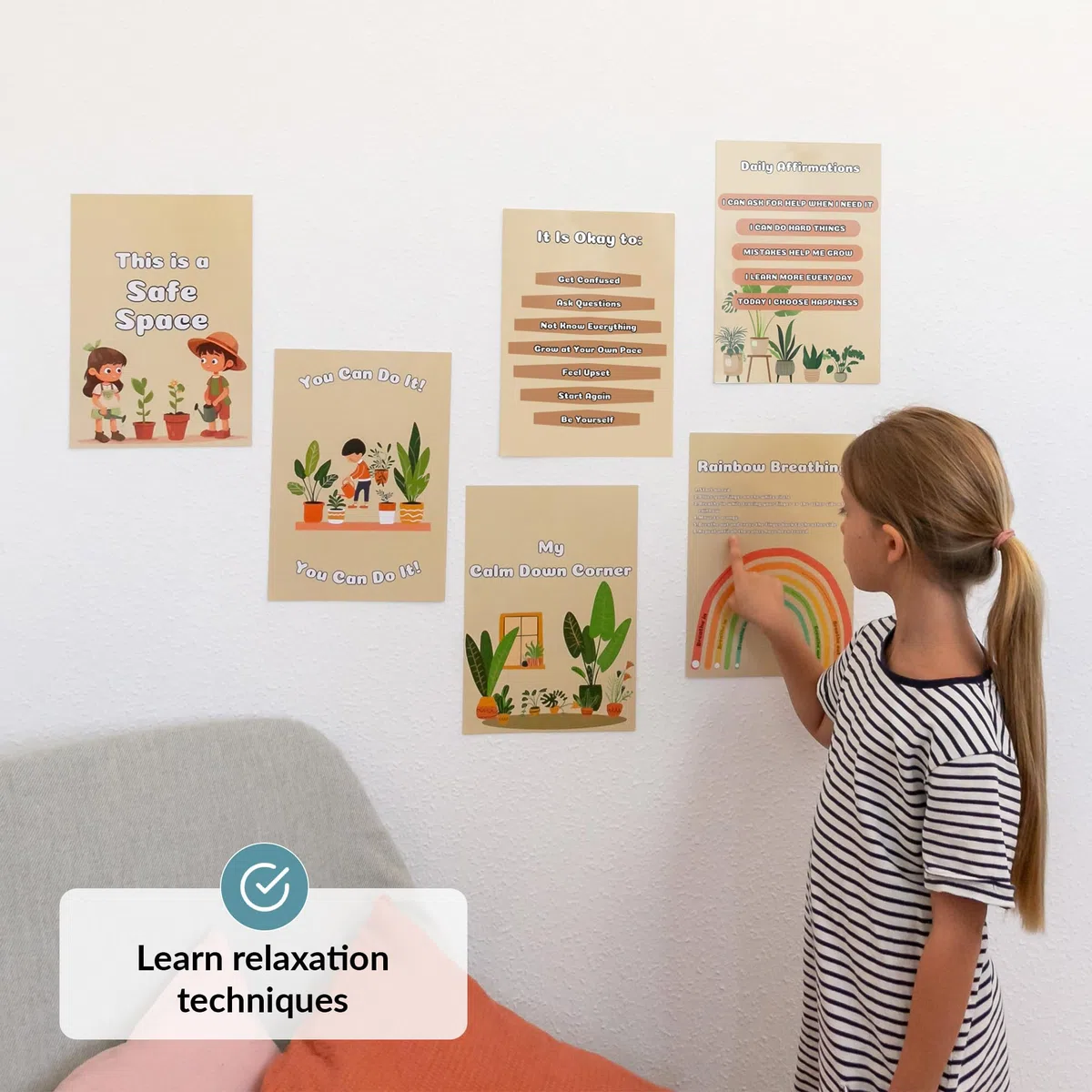 ODOXIA Angolo della Calma | Perfetto per Le Aule e Le Case | Articoli per l’Angolo Calmante per Bambini | Kit Angolo della Calma | Kit Calmante con Poster Calm Down Corner