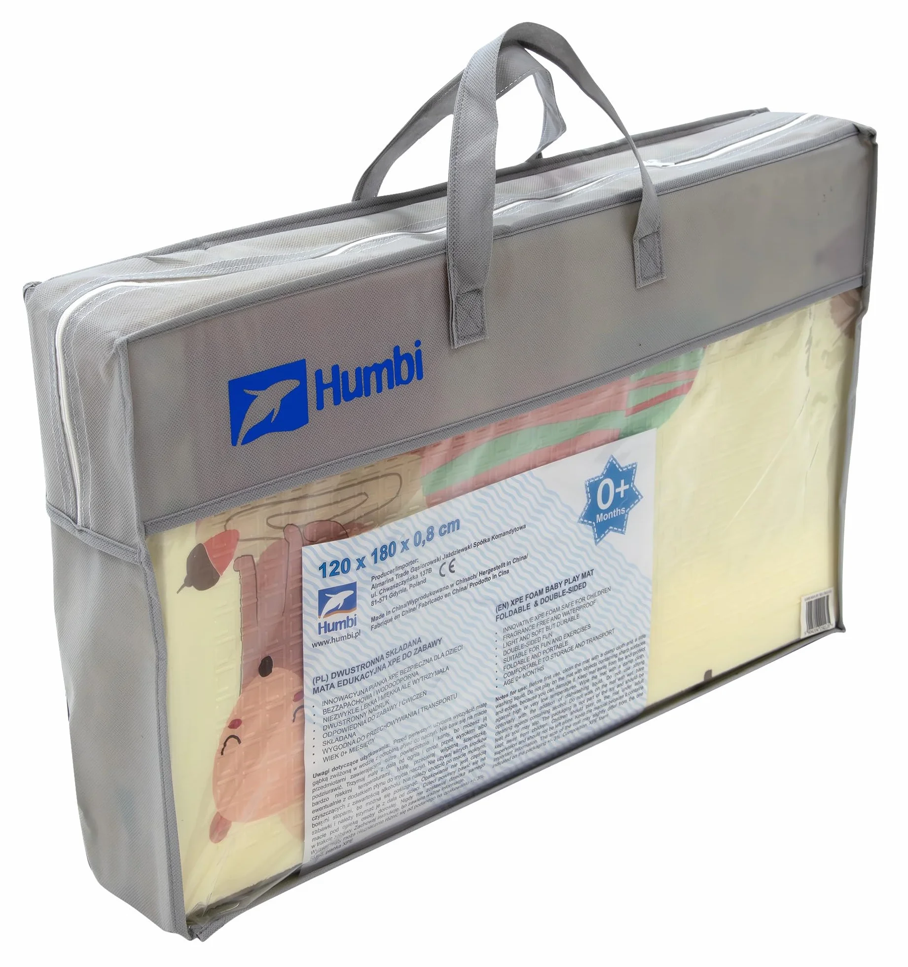 Humbi Tappeto bambini, tappetino per gattonare, schiuma XPE, bifacciale, barra piatta, impermeabile, extra large, tappeto per bambini, antiscivolo, 120x180 orsetti, volpi e macchinine