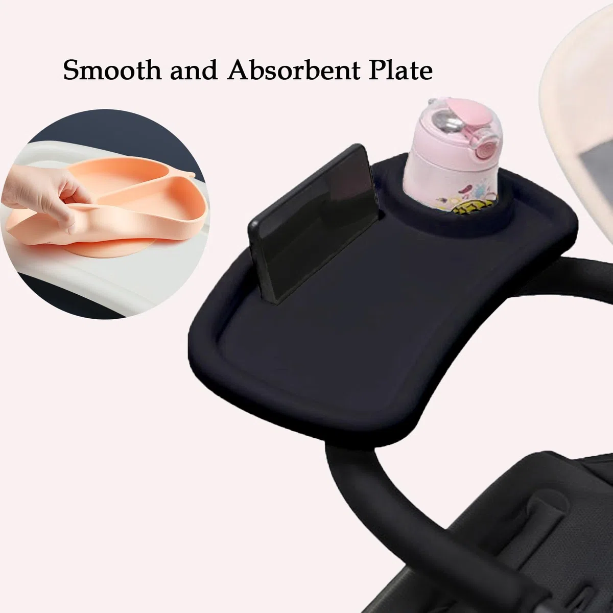 Vassoio Universale per Passeggino, Vassoio per Passeggino Universale, Vassoio Snack per Passeggino, Vassoio per Snack per Passeggino, Adatto per la Maggior Parte dei Passeggini (Nero)
