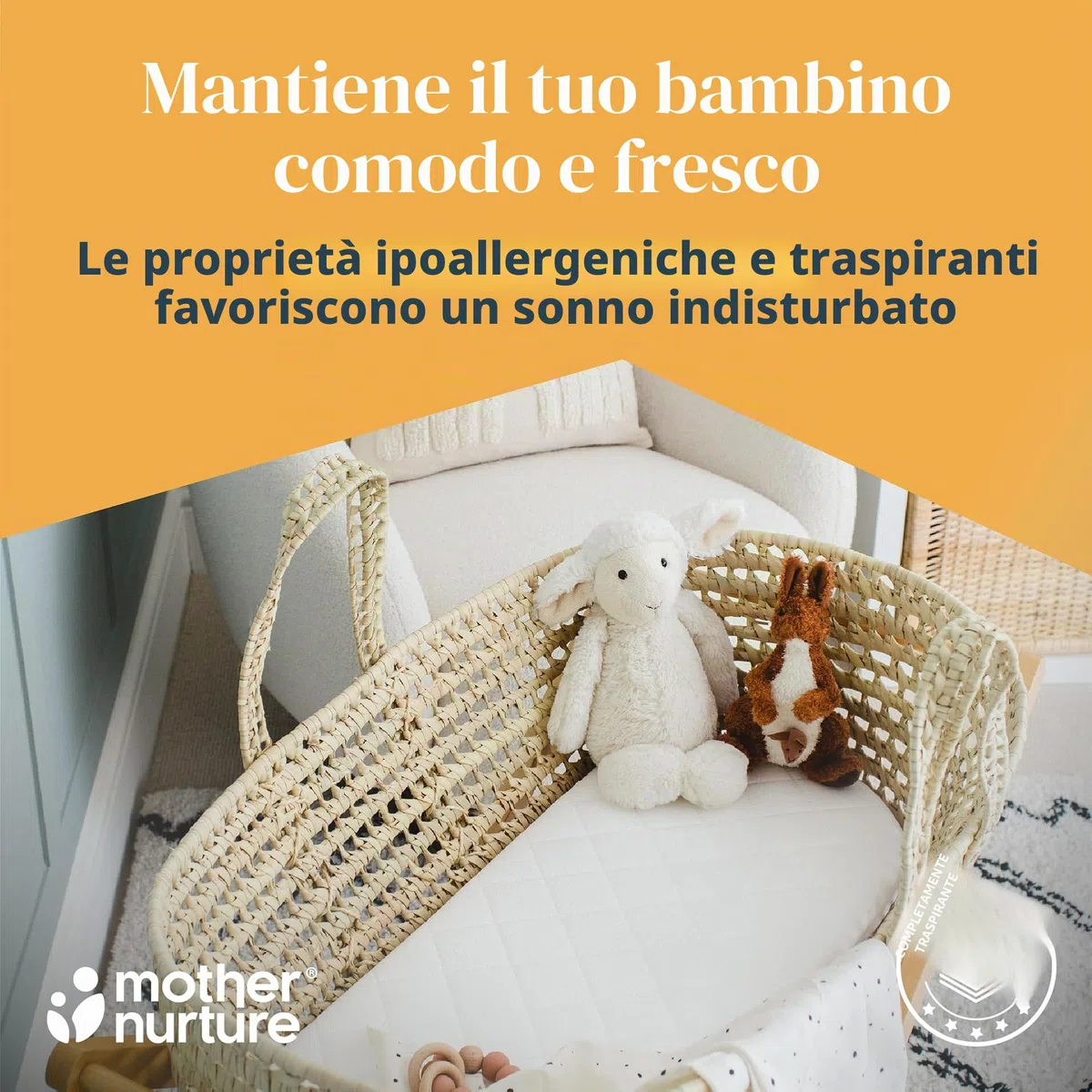 Mother Nurture, materasso per cesto porta-bambini in vimini