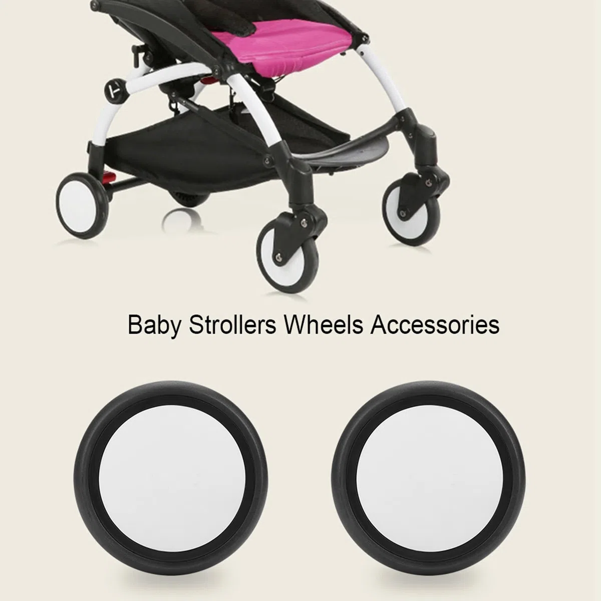 Ruota per passeggini per bambini Zenithaur, ruote in gomma universale per passeggini per bambini Accessori anteriori/posteriori con strumenti (Un paio di ruote posteriori)