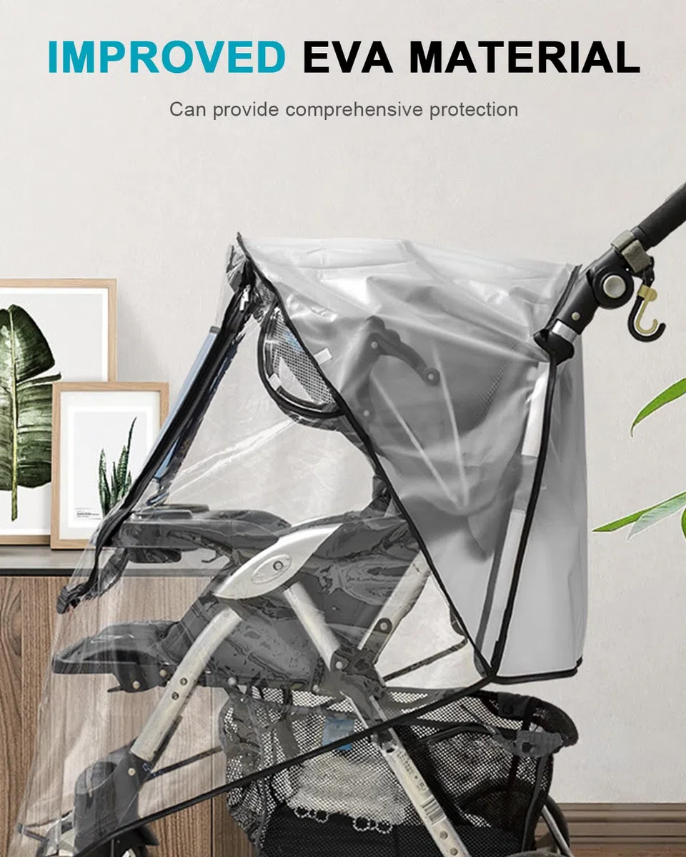 Parapioggia Passeggino Universale, Finestra di Contatto, Parapioggia Carrozzina, Carrozzina Copertina Antipioggia Trasparente, senza PVC, Protezione Dal Sole, Polvere e Neve, Rain Cover