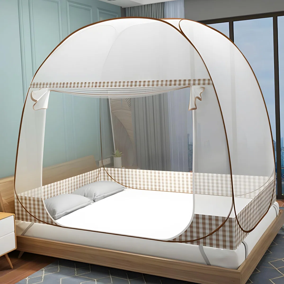 Zanzariera Letto, Zanzariera Letto Matrimoniale con Cerniera, Doppia Porta Zanzariera Campeggio Pieghevole, Zanzariera da Viaggio Portatile, Tenda zanzariera per Camera da Letto, Dormitori, Campeggio